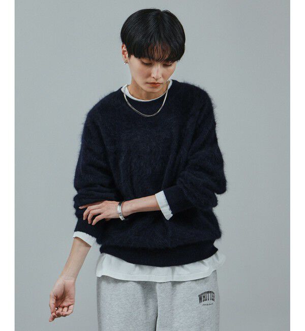 SALON adam et rope'「ブラッシュドカシミヤクルーネックニットプルオーバー」|ニット・セーター|