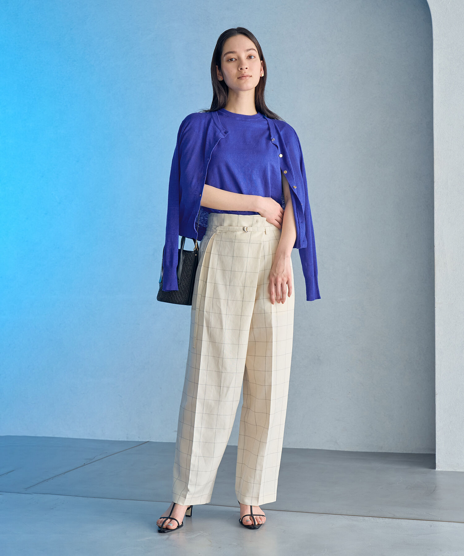 ROPE「【洗える】アシンメトリーラップ風ハイウエストワイドパンツ/セット対応」|その他|