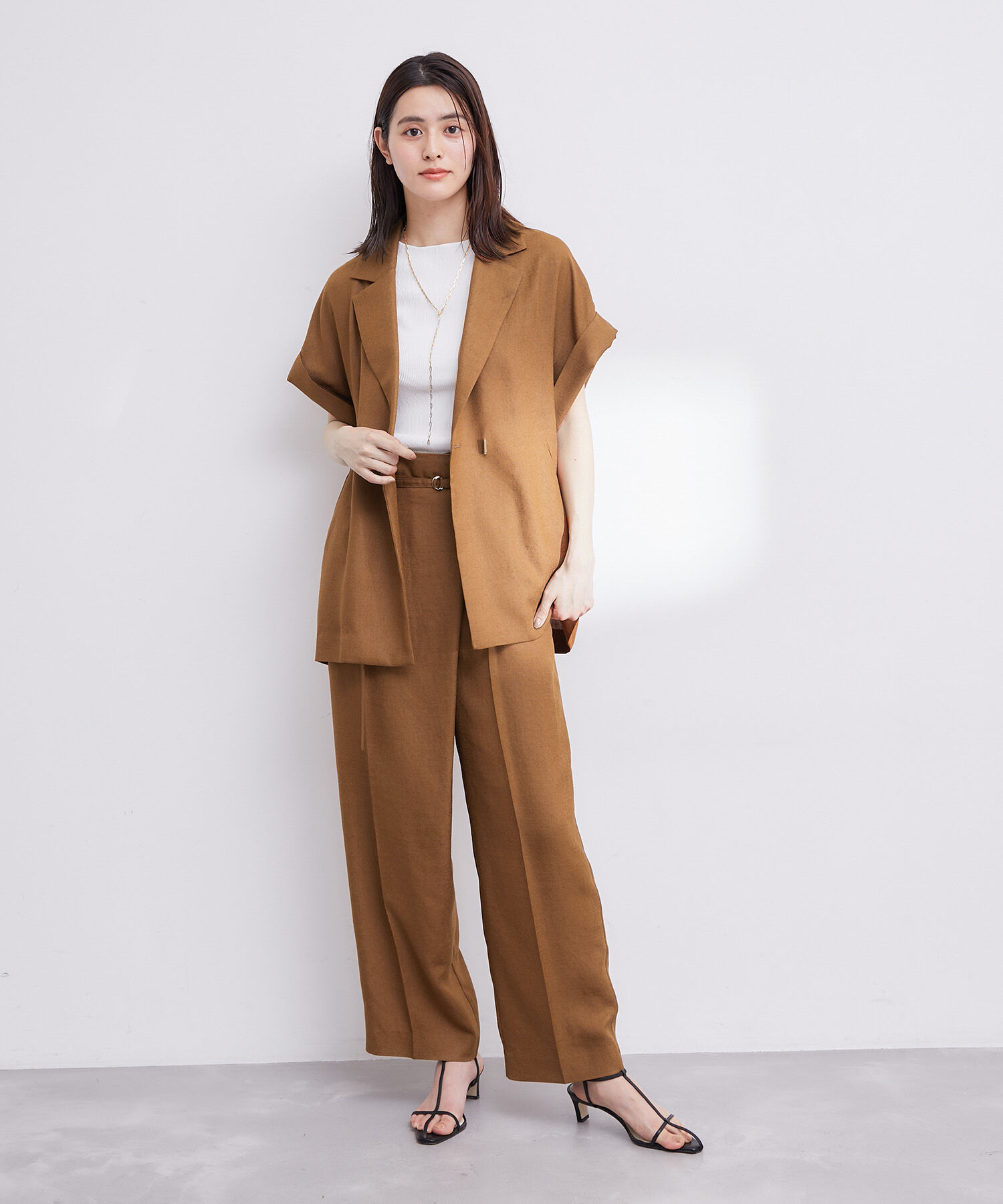 ROPE「【洗える】アシンメトリーラップ風ハイウエストワイドパンツ/セット対応」|その他|