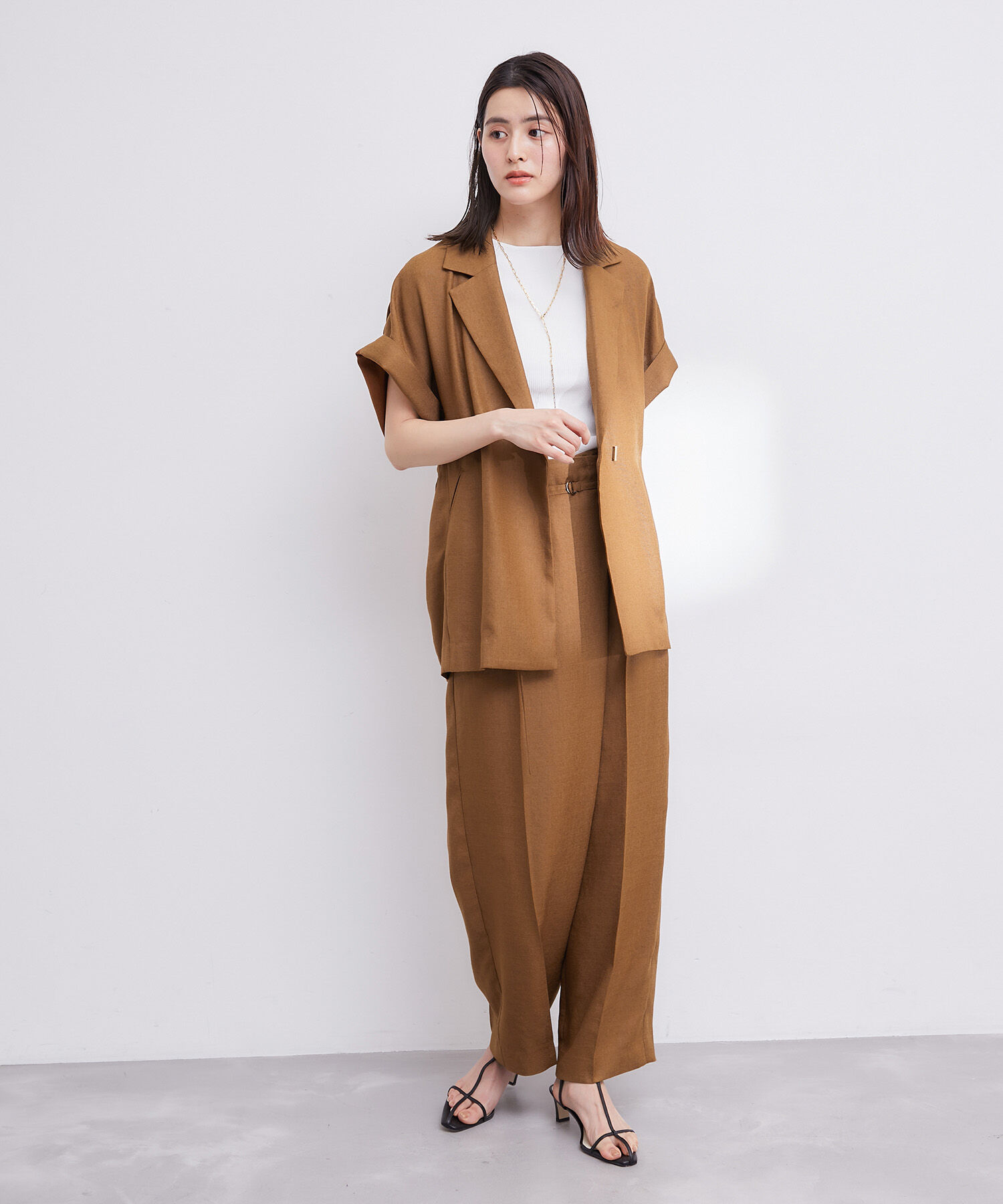 ROPE「【洗える】アシンメトリーラップ風ハイウエストワイドパンツ/セット対応」|その他|