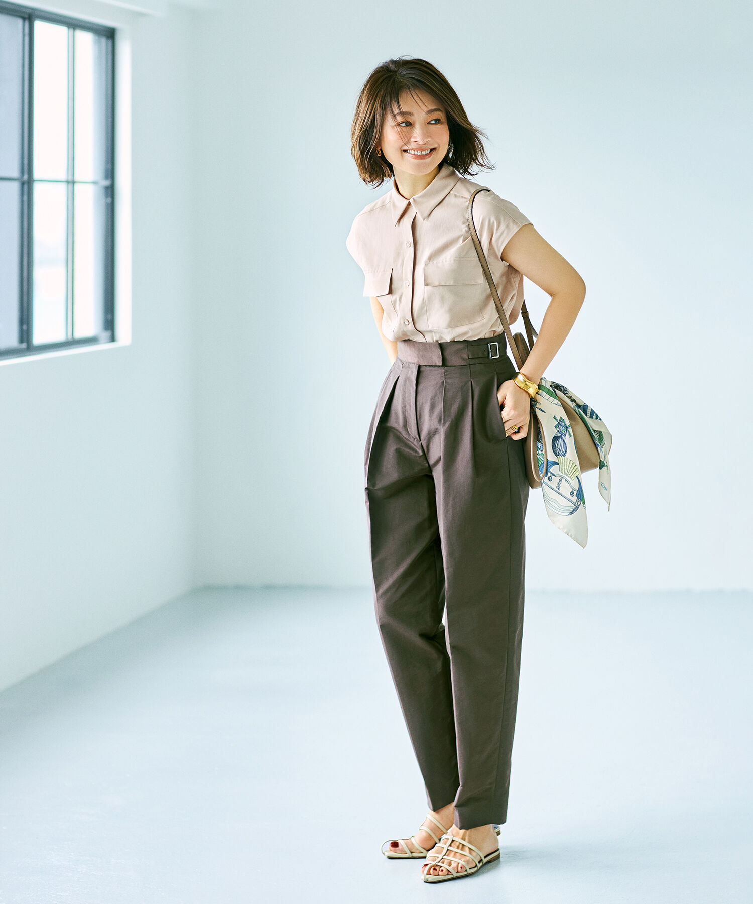 ROPE「【エディター三尋木奈保さんコラボ】すっきりハイウエストバレルパンツ」|その他|