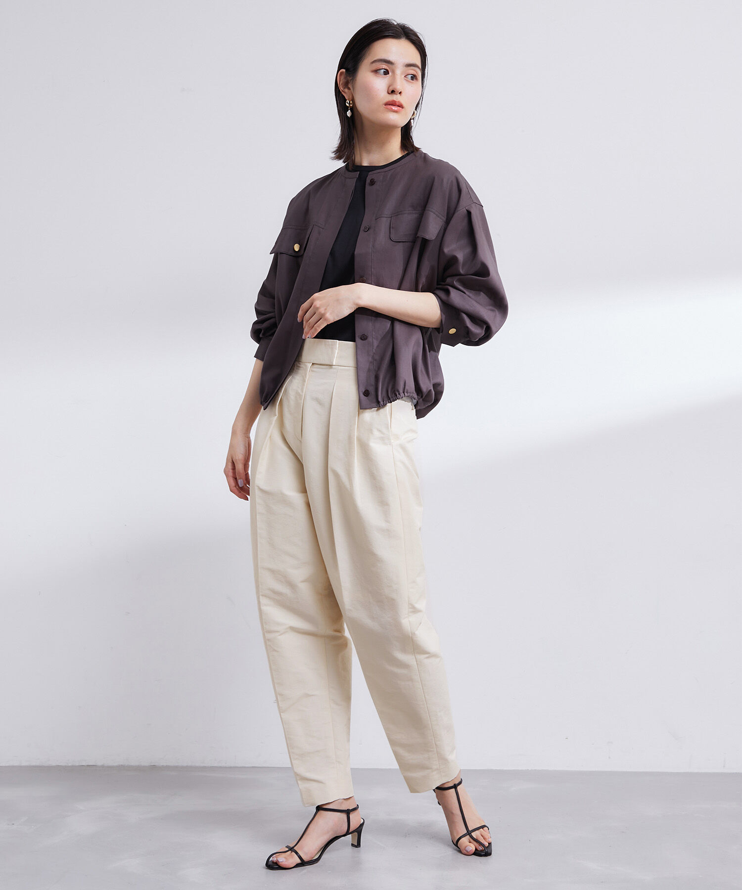 ROPE「【エディター三尋木奈保さんコラボ】すっきりハイウエストバレルパンツ」|その他|