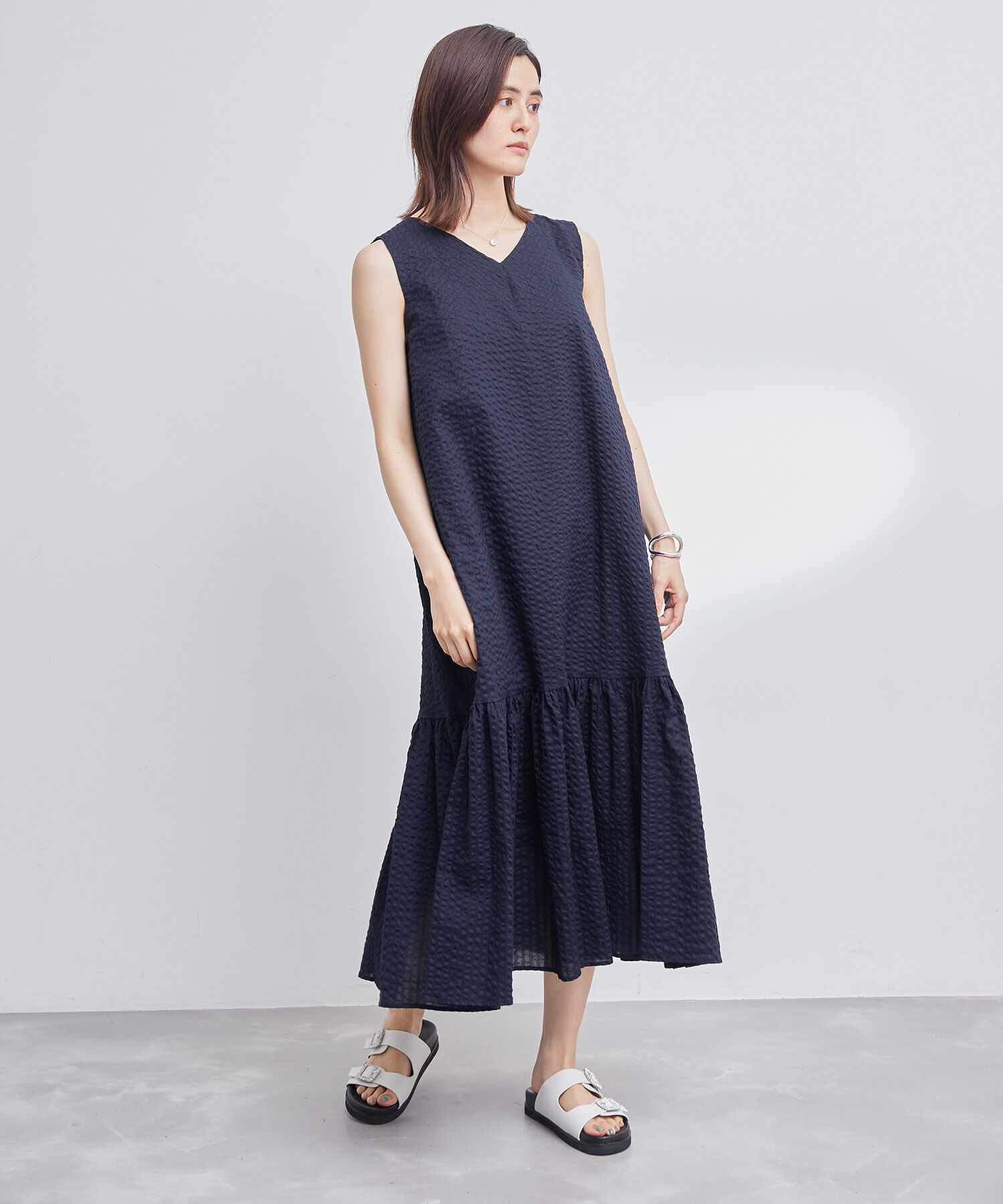 ROPE「プリント＆無地 ティアードワンピース」|ワンピース|