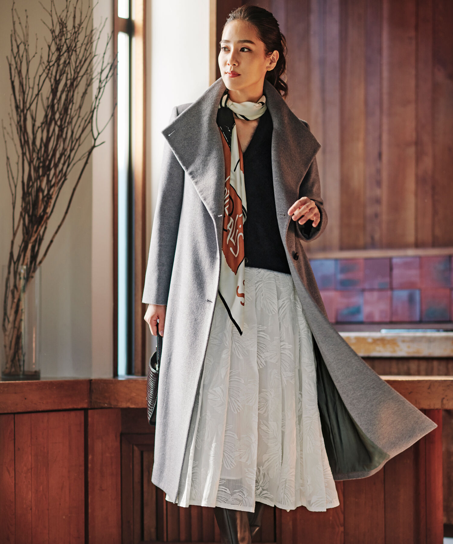 ROPE「2WAYプレミアムカシミヤロングコート」|チェスターコート|グレー(07)