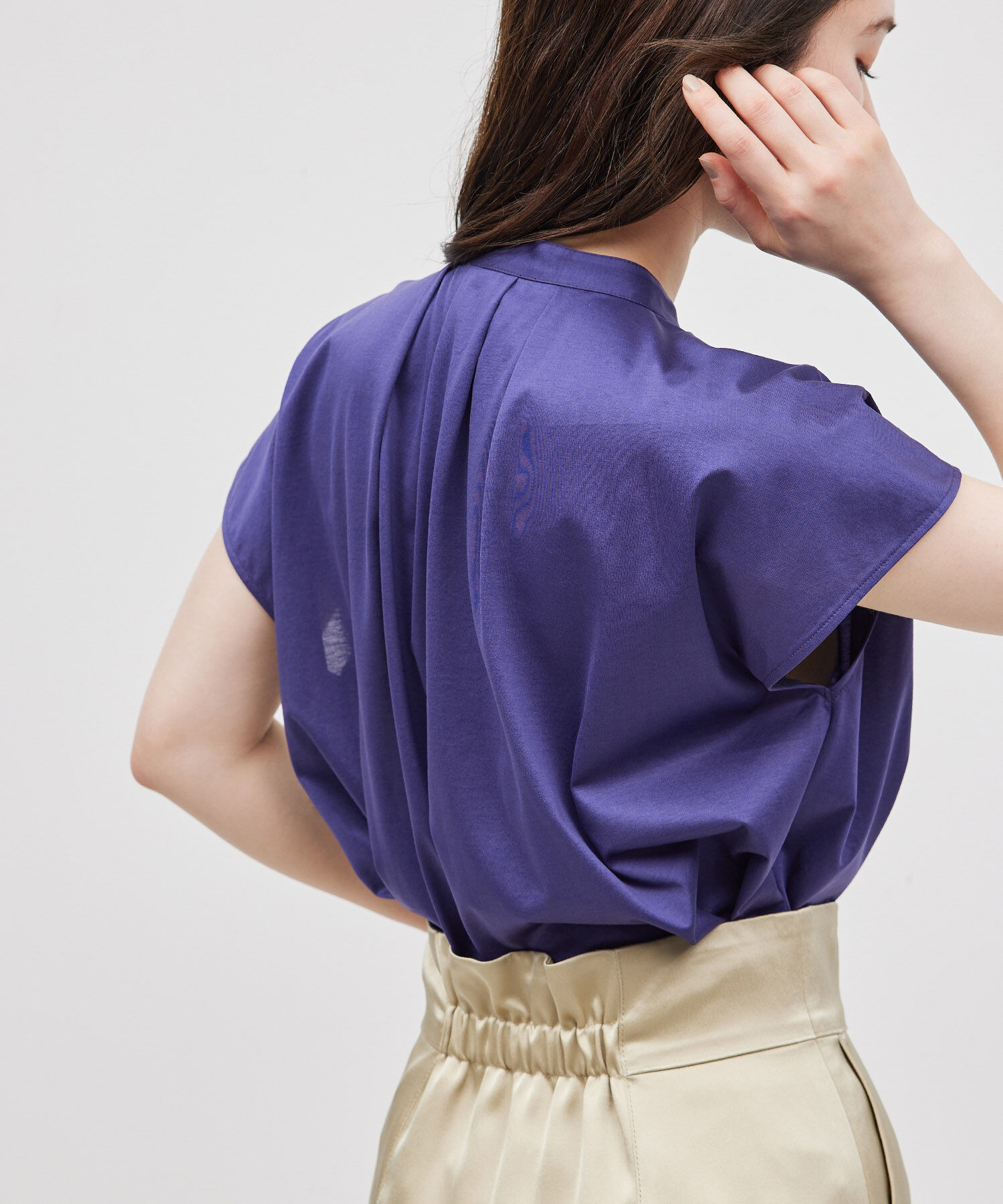 ROPE「【洗える】クリア天竺ラッフルフレンチスリーブカットソー」|シャツ・ブラウス|