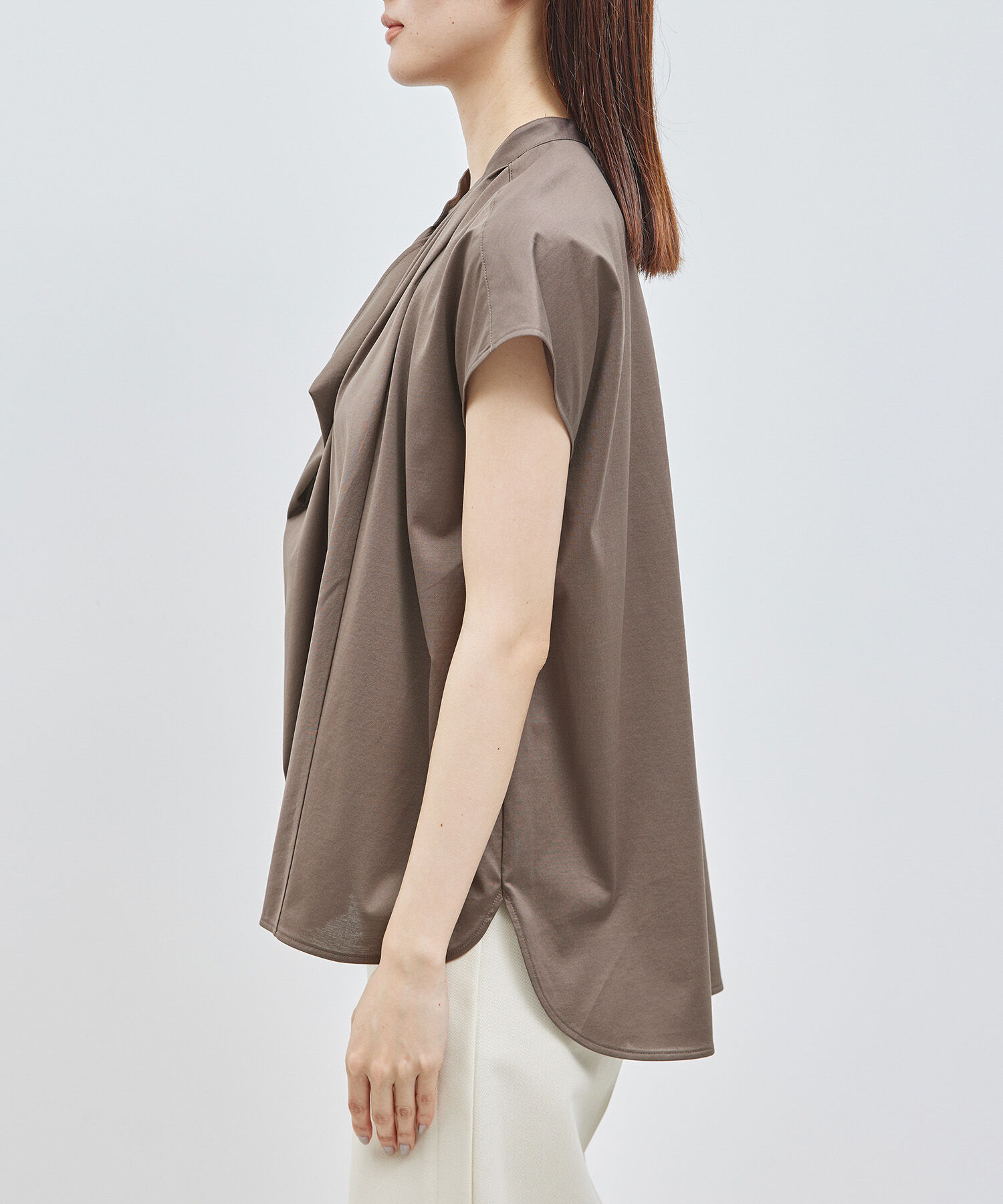 ROPE「【洗える】クリア天竺ラッフルフレンチスリーブカットソー」|シャツ・ブラウス|