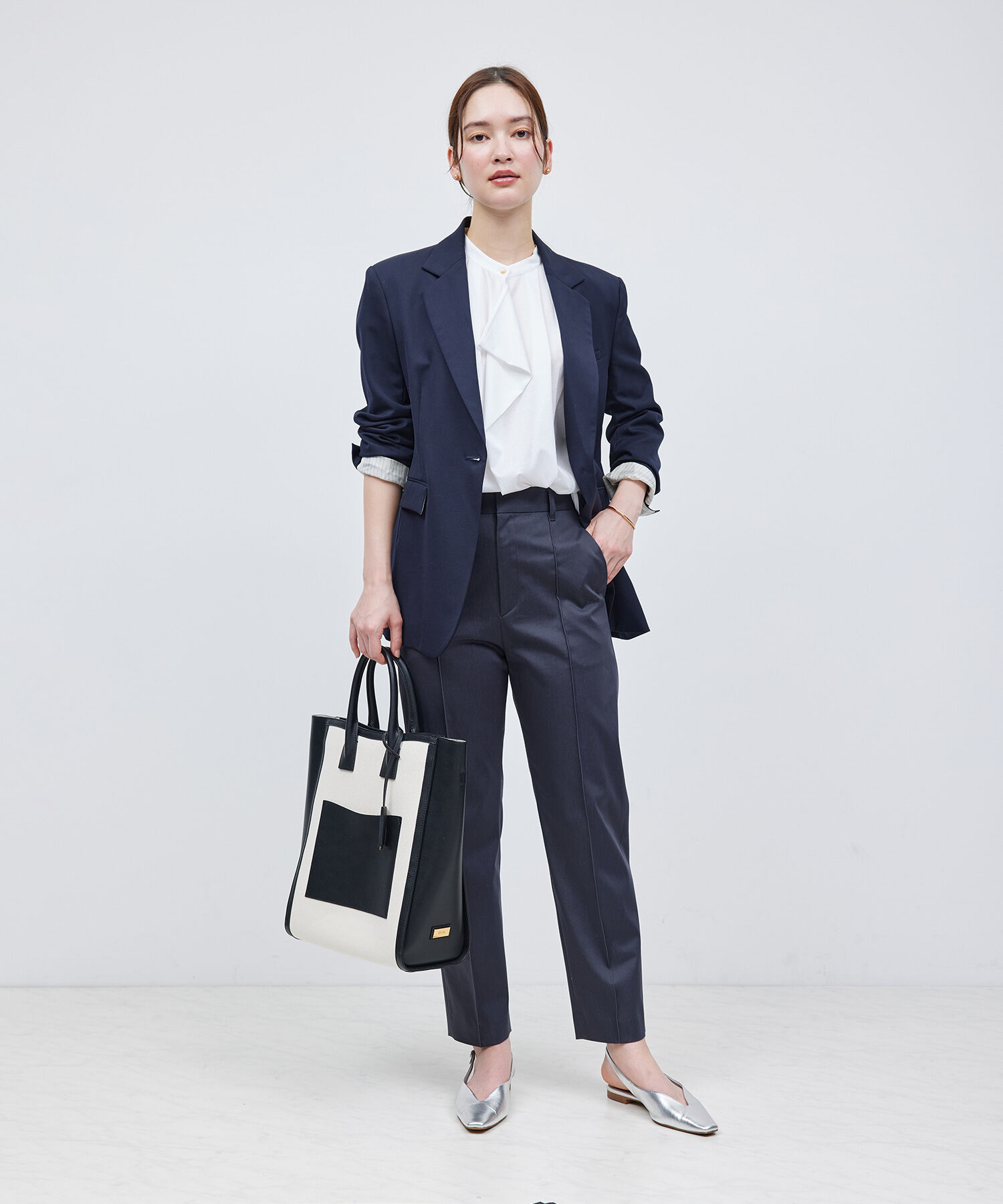 ROPE「【洗える】クリア天竺ラッフルフレンチスリーブカットソー」|シャツ・ブラウス|