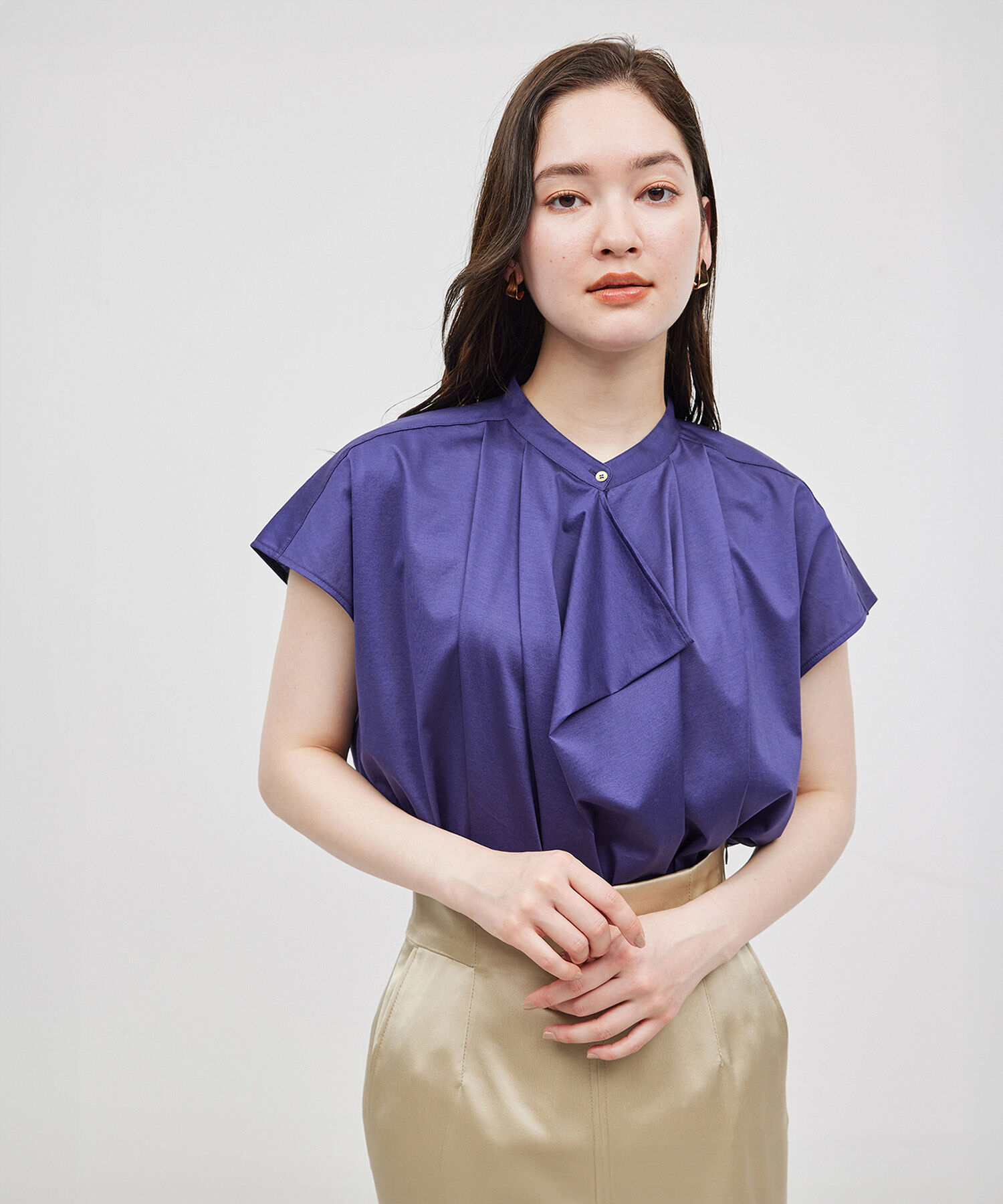 ROPE「【洗える】クリア天竺ラッフルフレンチスリーブカットソー」|シャツ・ブラウス|