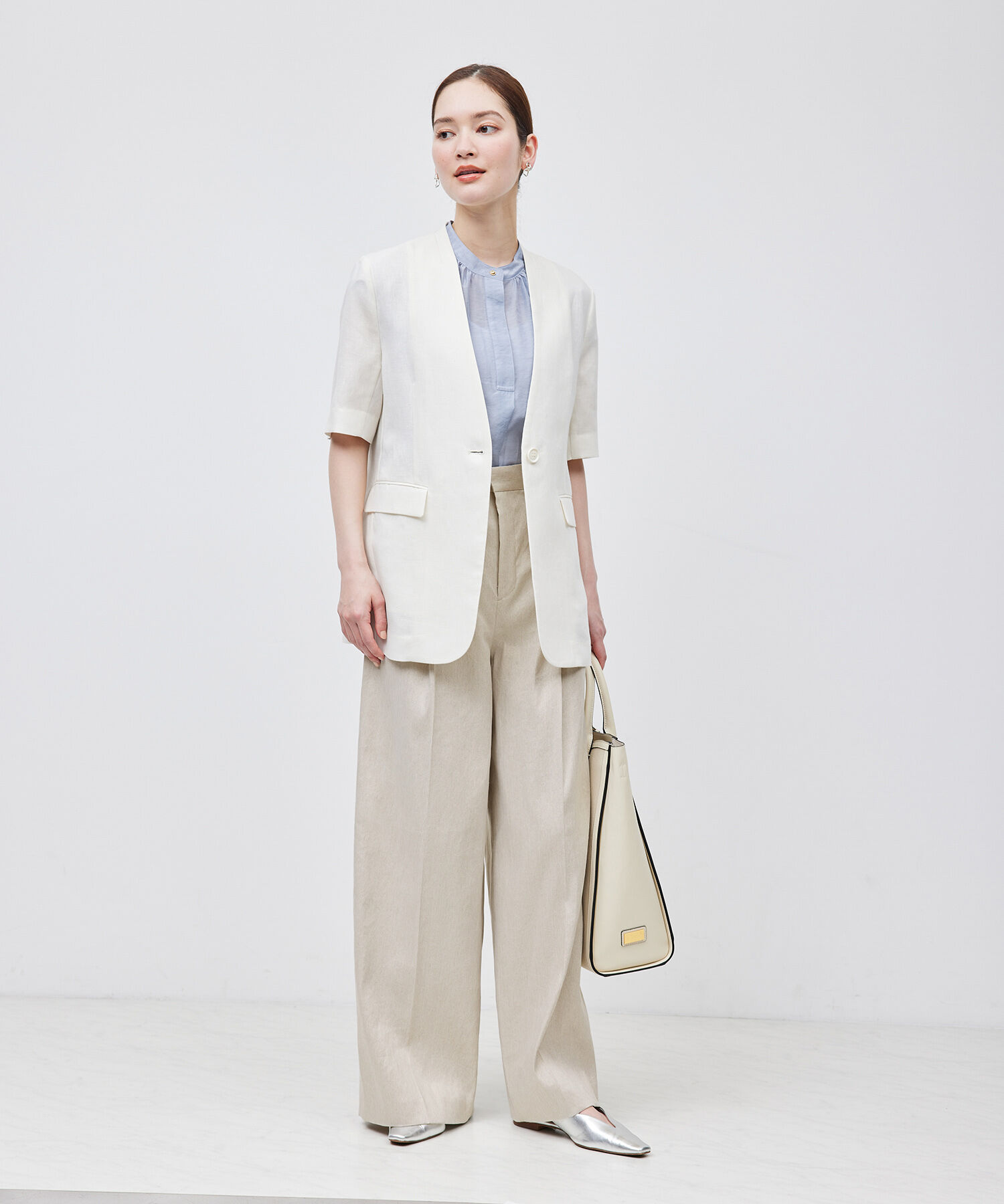 ROPE「ストレッチリネン2タックワイドパンツ/セットアップ対応」|その他|