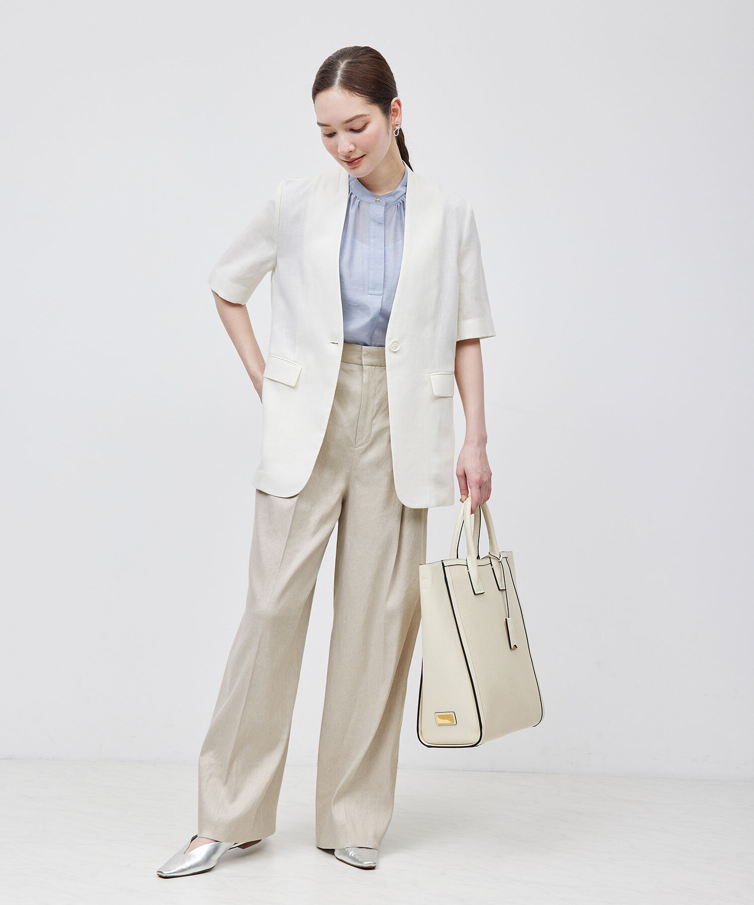 ROPE「ストレッチリネン2タックワイドパンツ/セットアップ対応」|その他|