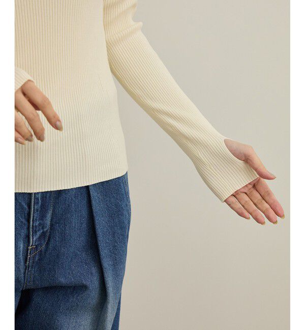 ROPE「【洗える】ワイドリブスクエアネックニット」|ニット・セーター|