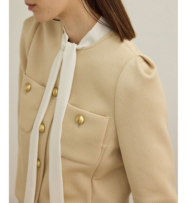 ROPE「金ボタンニットジャケット」|ノーカラージャケット|