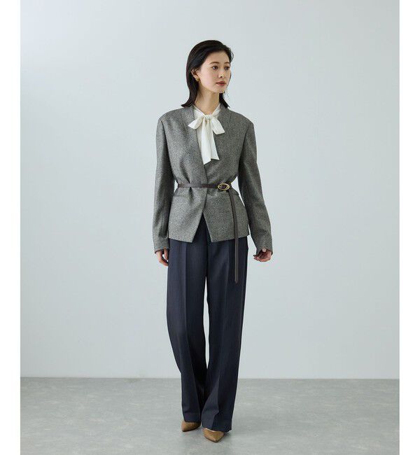 ROPE「センタープレスパンツ(トリアセテートツイル/デニムライク)」|チノ|