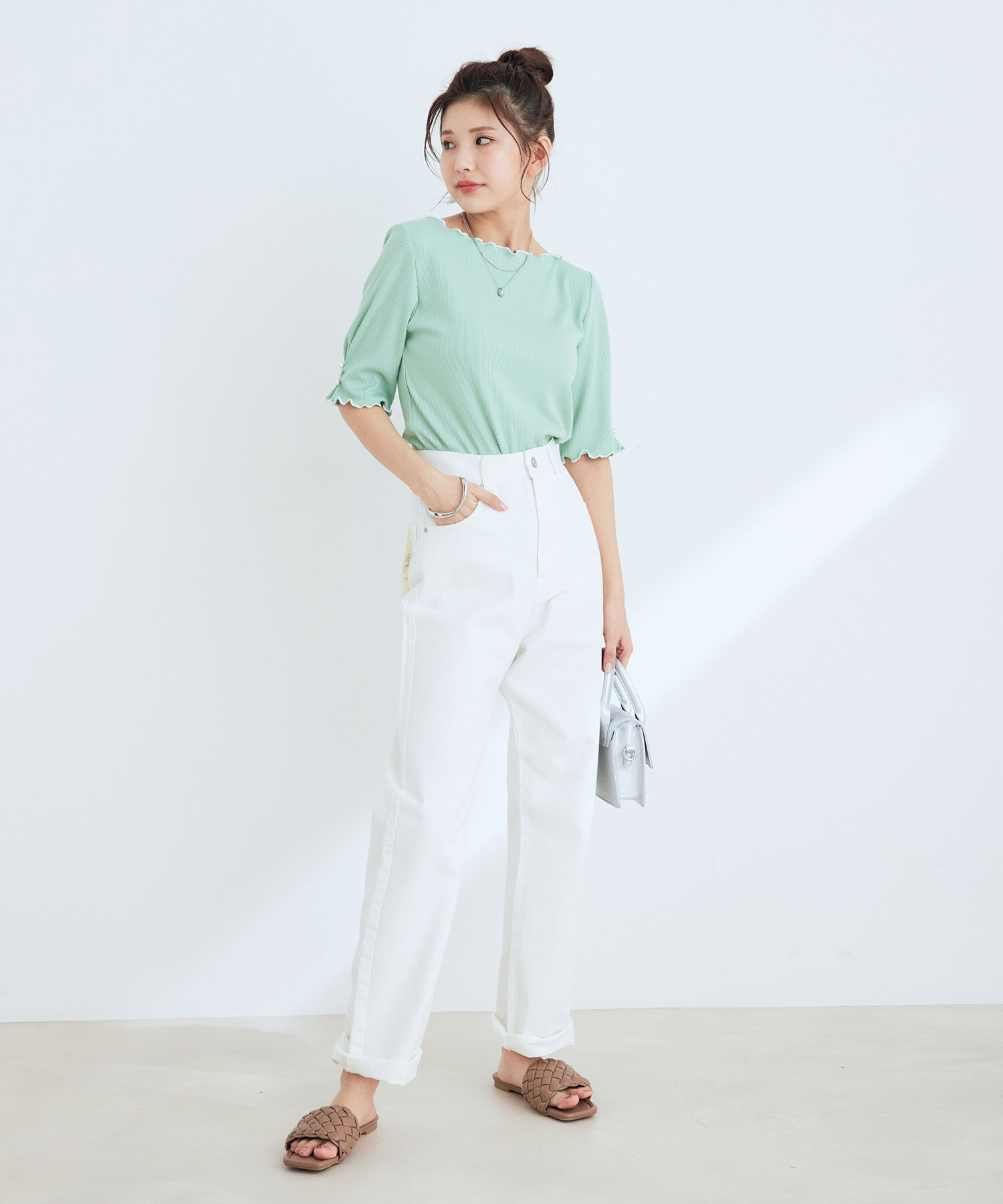 VIS「ツイル＆デニムストレートパンツ」|デニム|