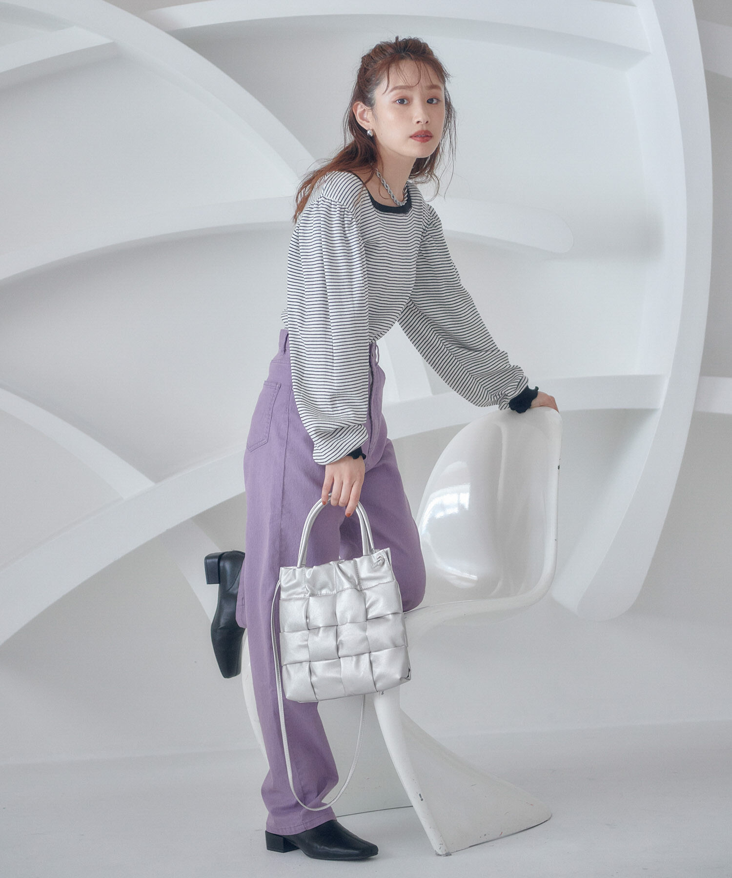 VIS「ツイル＆デニムストレートパンツ」|デニム|