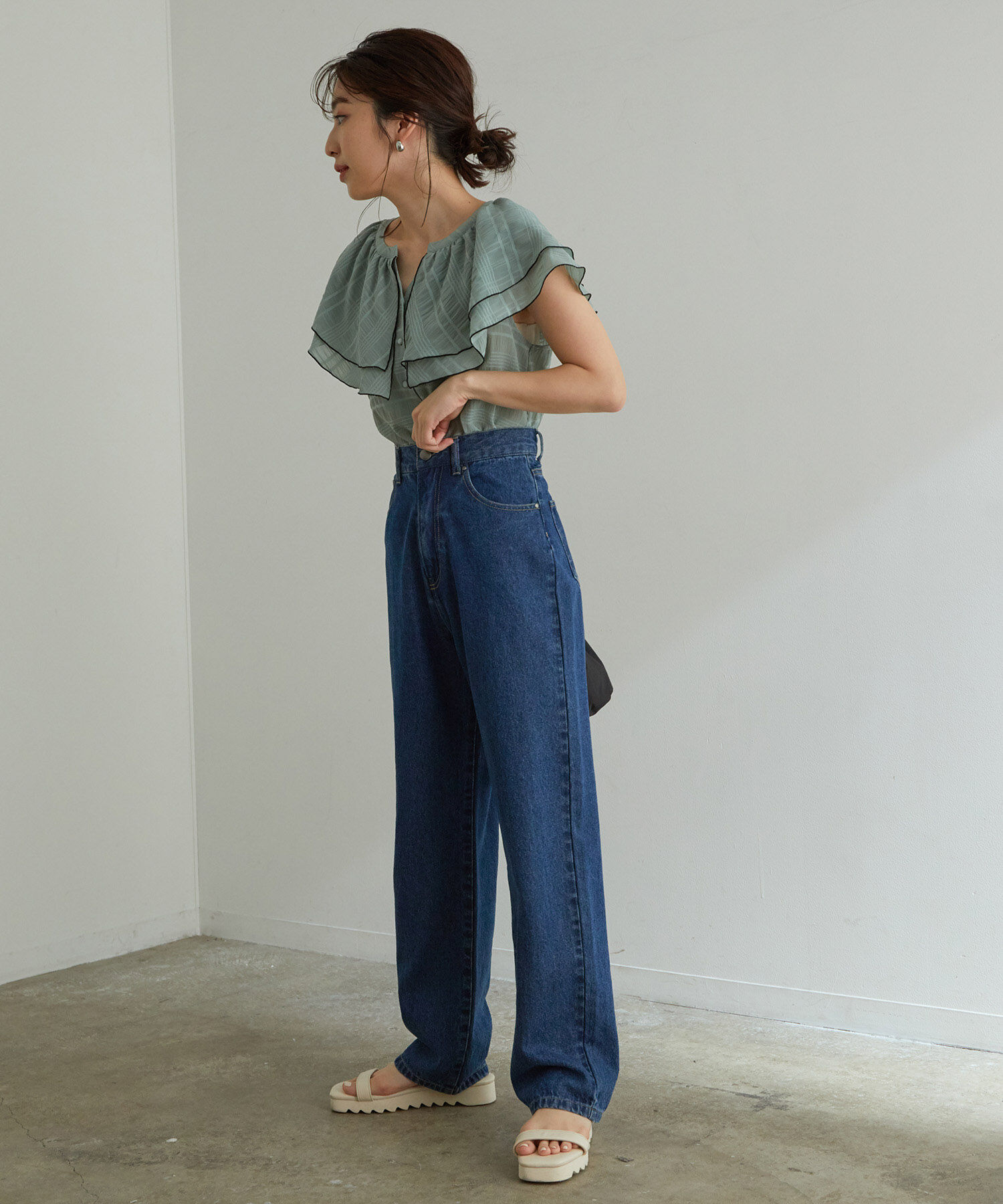 VIS「ツイル＆デニムストレートパンツ」|デニム|