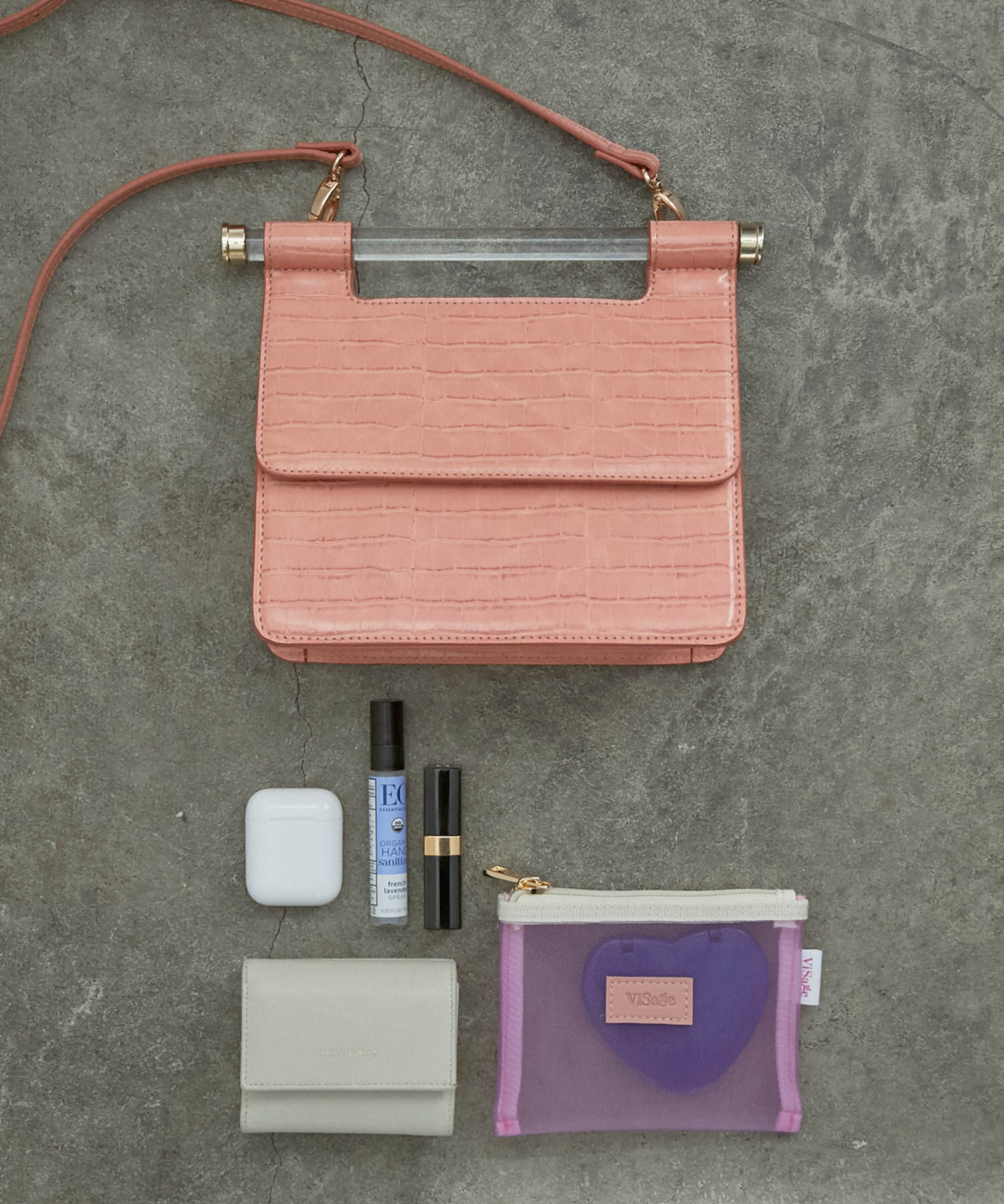 VIS「【2WAY】クリアハンドルクロコ型押しショルダーバッグ」|ショルダー・メッセンジャー|