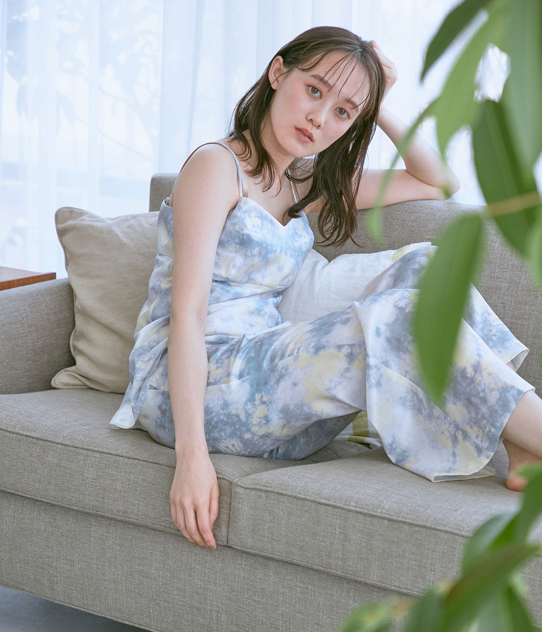 VIS「【コラーゲン加工】【ViSage】リサイクルサテンタイダイ柄キャミソール」|ルームウェア|