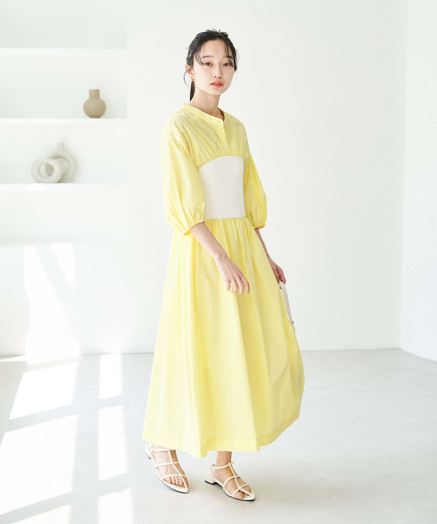 VIS「ストライプ＆無地ビスチェドッキングシャツワンピース」|その他|