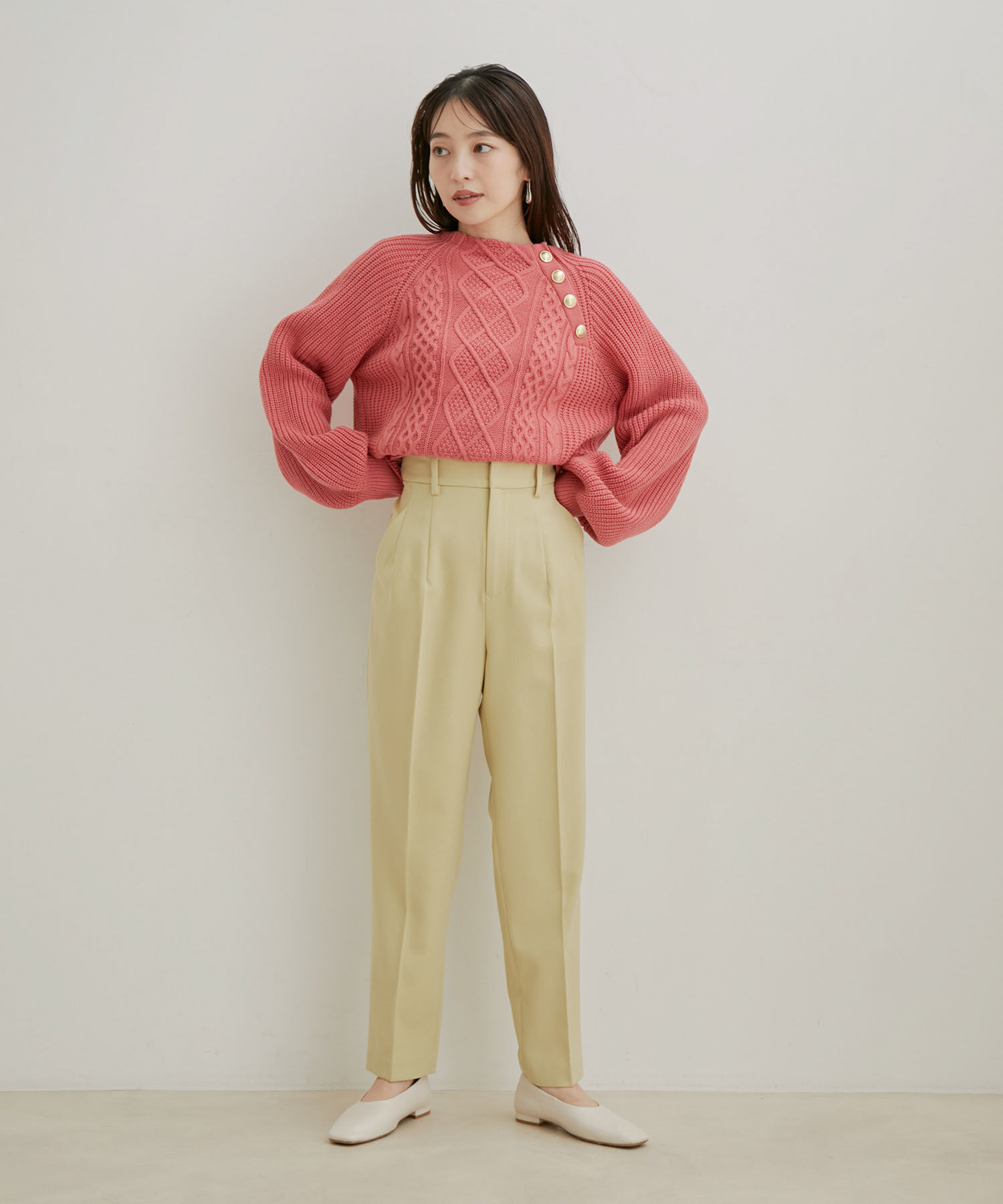 VIS「【Washable・EASY CARE】エコウールタッチテーパードパンツ【sustainable】」|スラックス|