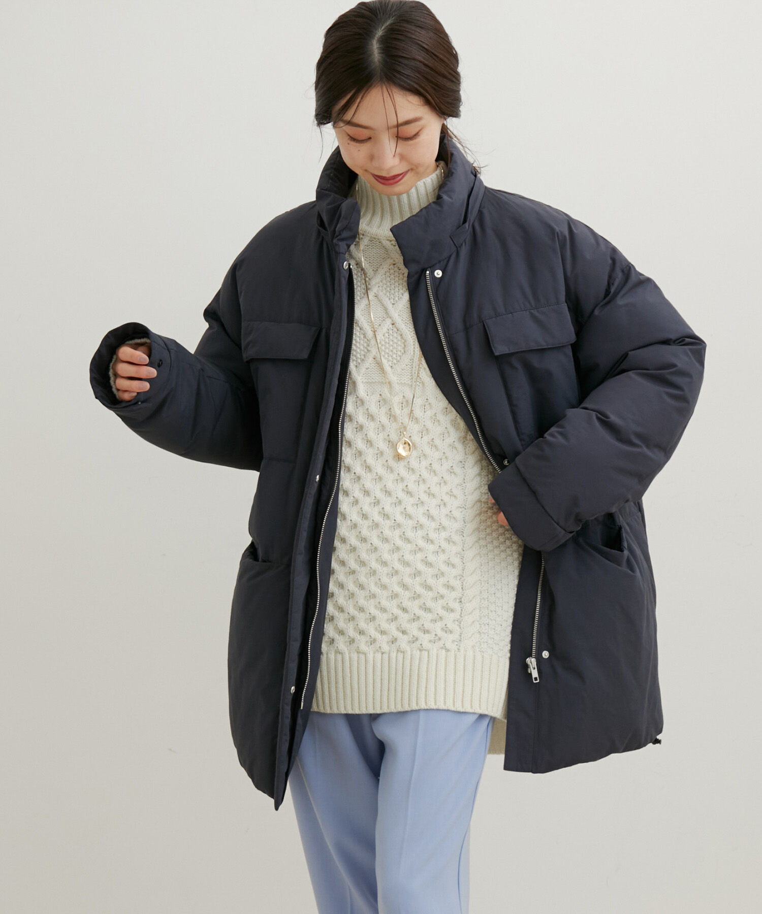 VIS「【撥水・保温】eco cloudモンスターパーカー【sustainable】」|ダウン|チャコール(06)