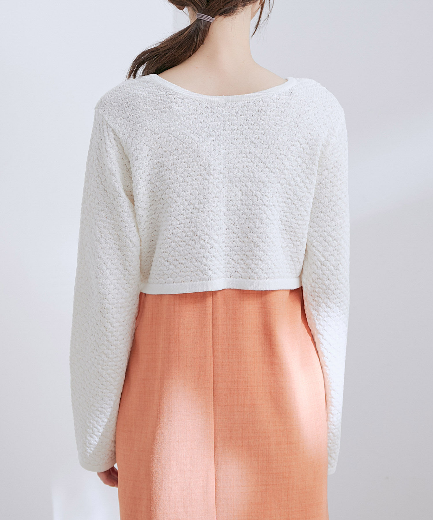 VIS「【前後2WAY】柄編みニットショートカーディガン」|カーディガン|