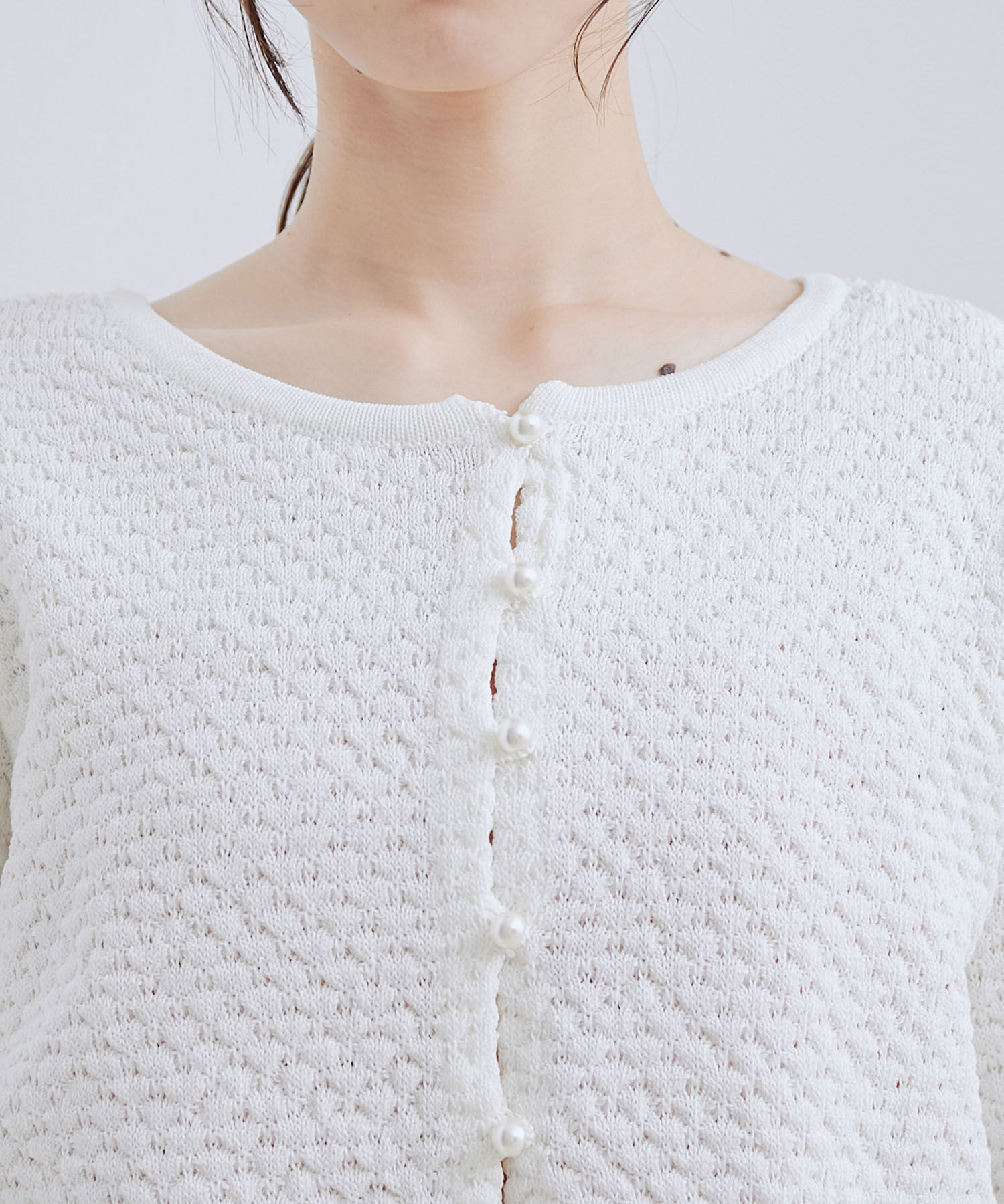 VIS「【前後2WAY】柄編みニットショートカーディガン」|カーディガン|