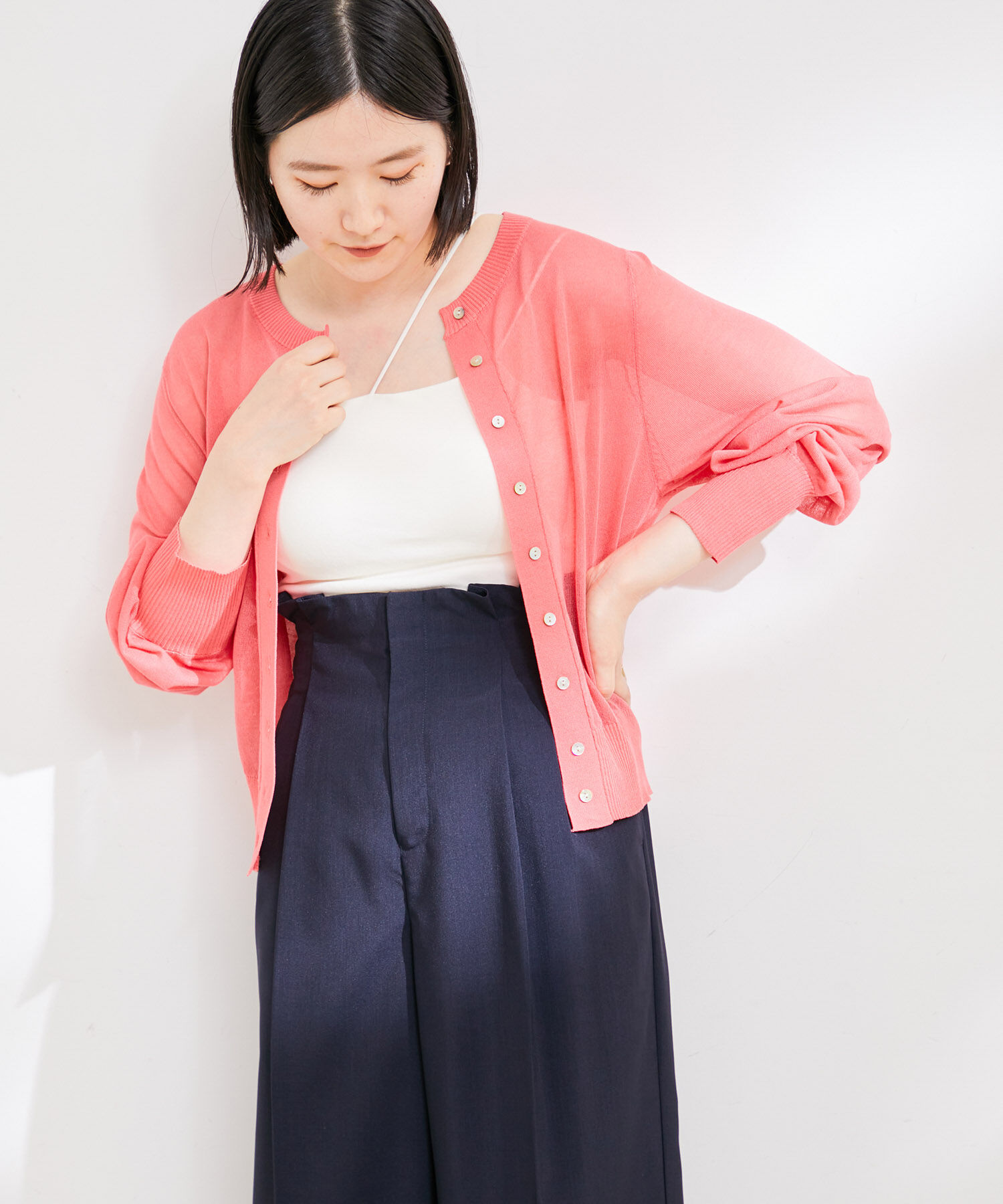 VIS「【接触冷感】【前後2WAY】シアーカーディガン」|カーディガン|