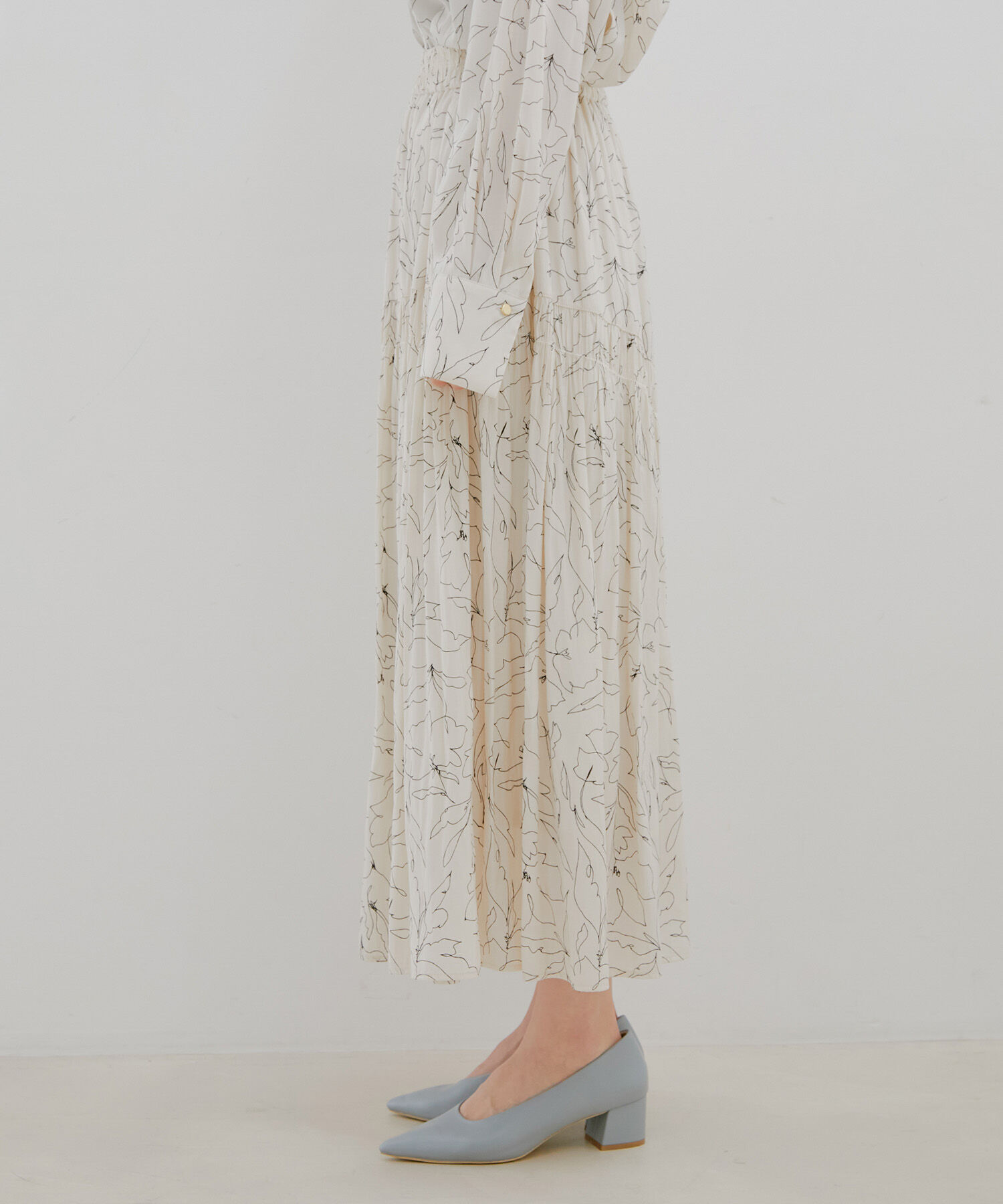 VIS「【セットアップ対応・洗える】アシンメトリーギャザーロングスカート」|スカート|