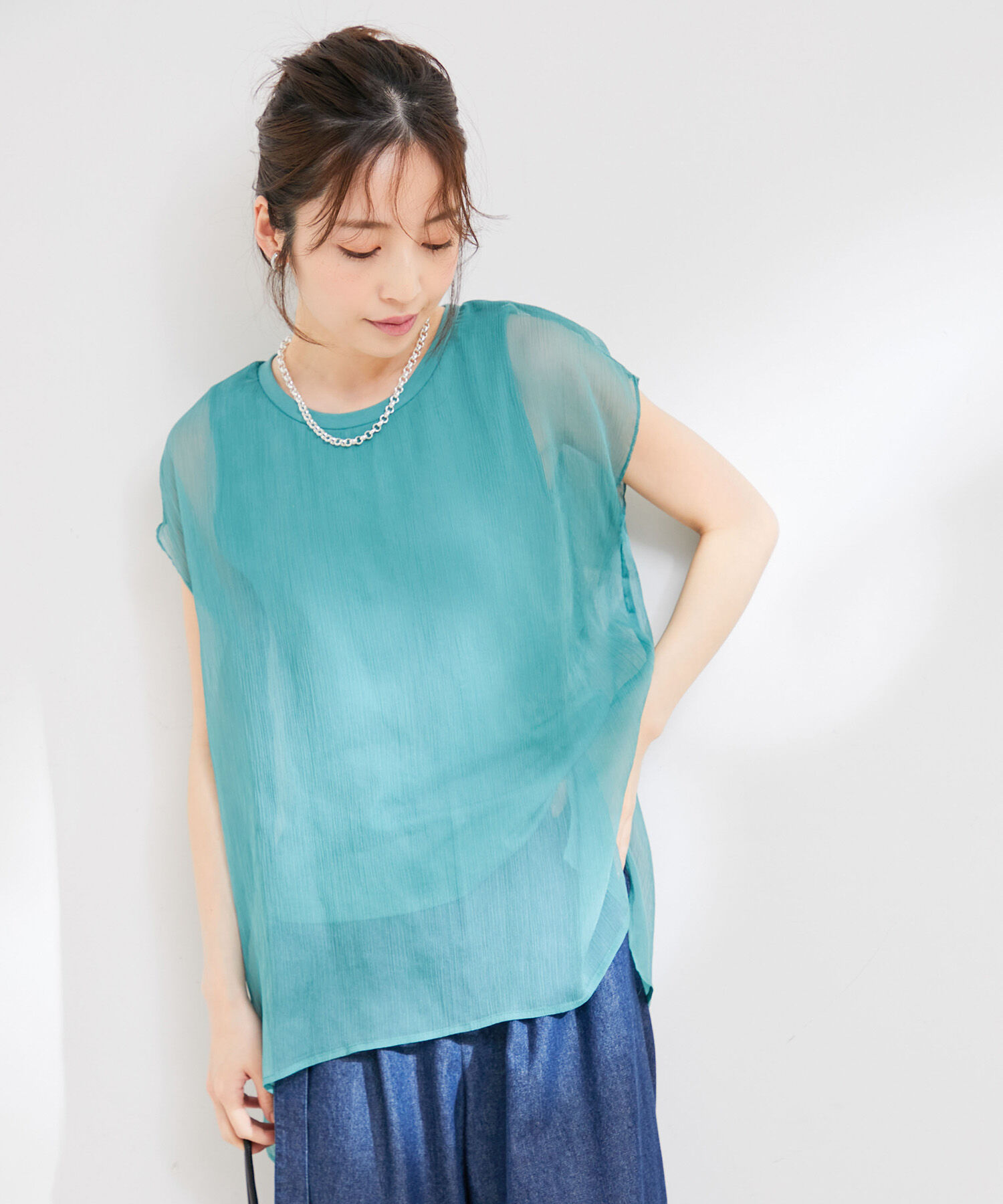 VIS「【洗える】楊柳シアードッキングプルオーバー」|Tシャツ・カットソー|