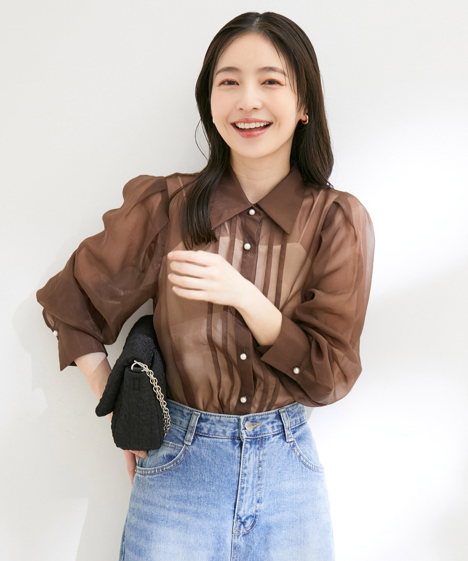 VIS「【洗える】シアーピンタック羽織ブラウス」|シャツ・ブラウス|