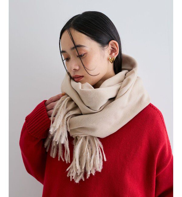 VIS「【リサイクルポリ】なめらかタッチ無地大判ストール」|ストール|