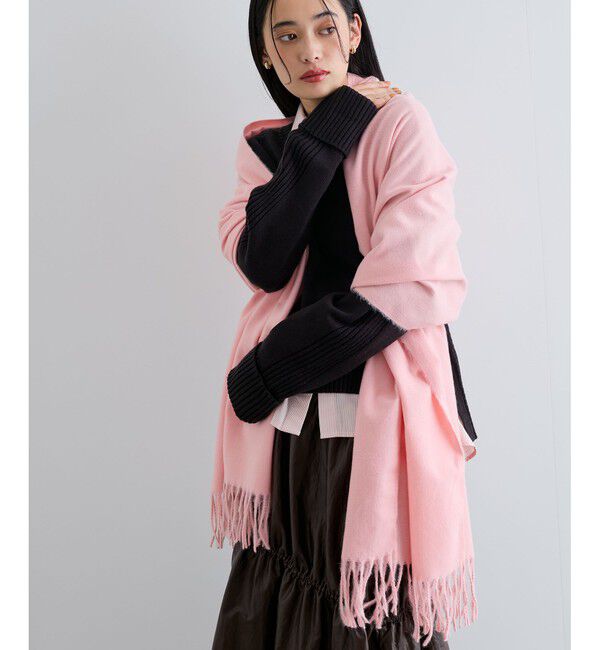 VIS「【リサイクルポリ】なめらかタッチ無地大判ストール」|ストール|ピンク系サブ