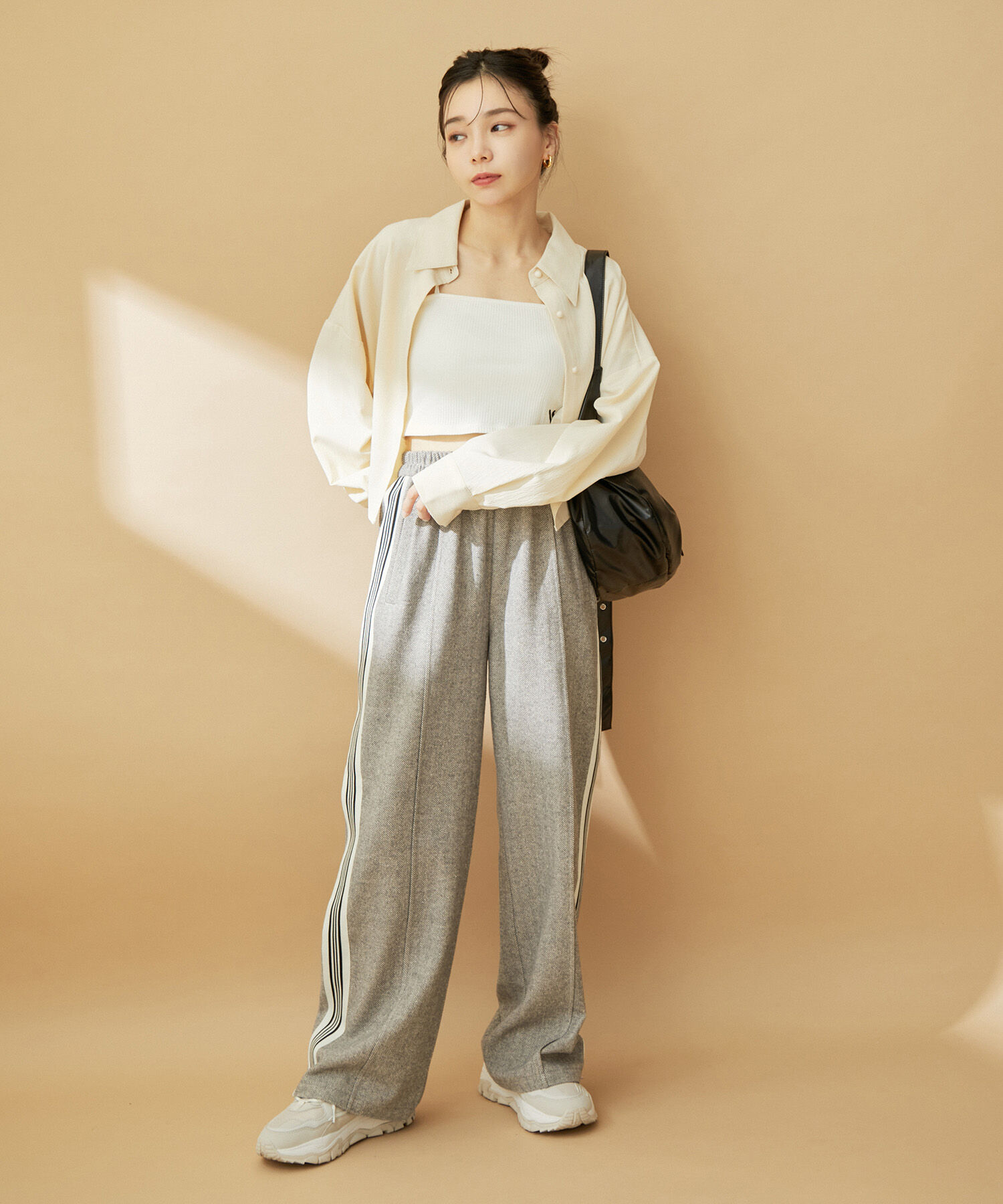 VIS「サイドライン入りワイドパンツ」|スラックス|