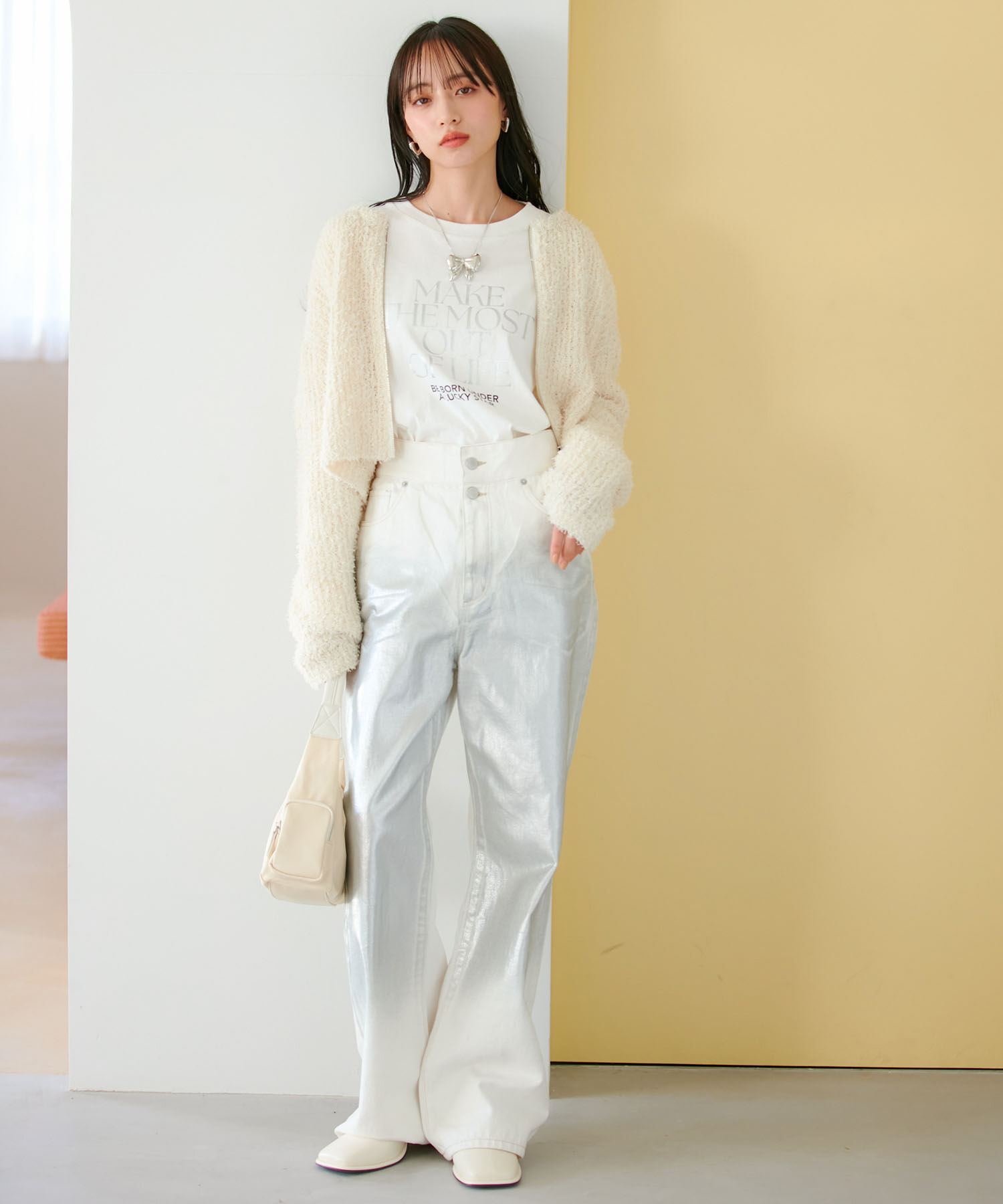 VIS「リボンヤーンジップカーディガン」|カーディガン|