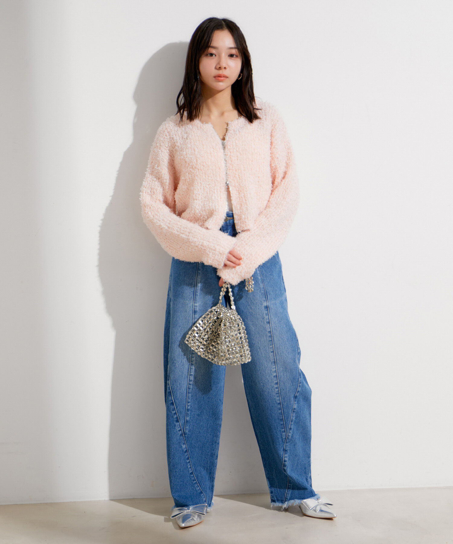 VIS「リボンヤーンジップカーディガン」|カーディガン|