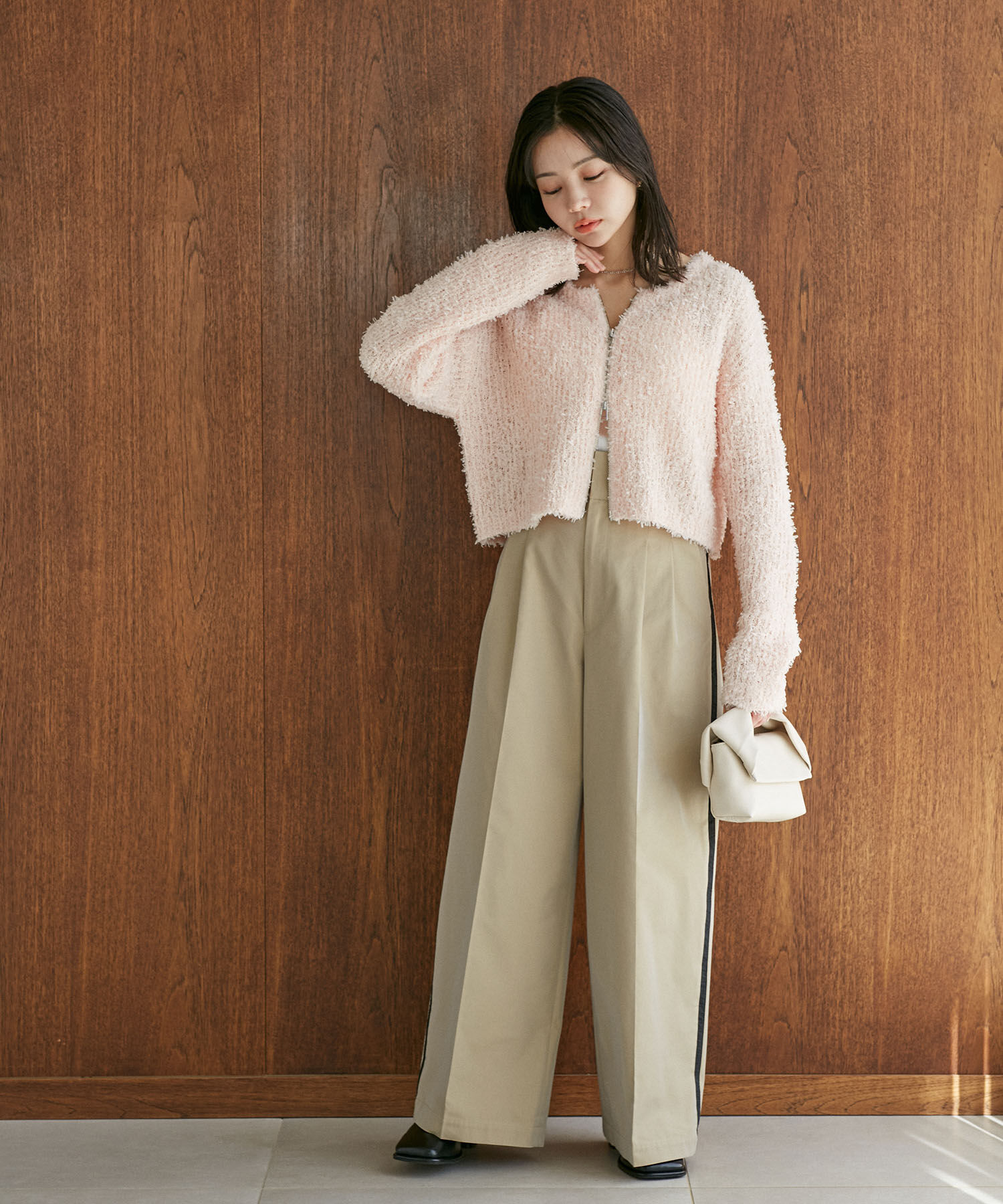 VIS「リボンヤーンジップカーディガン」|カーディガン|