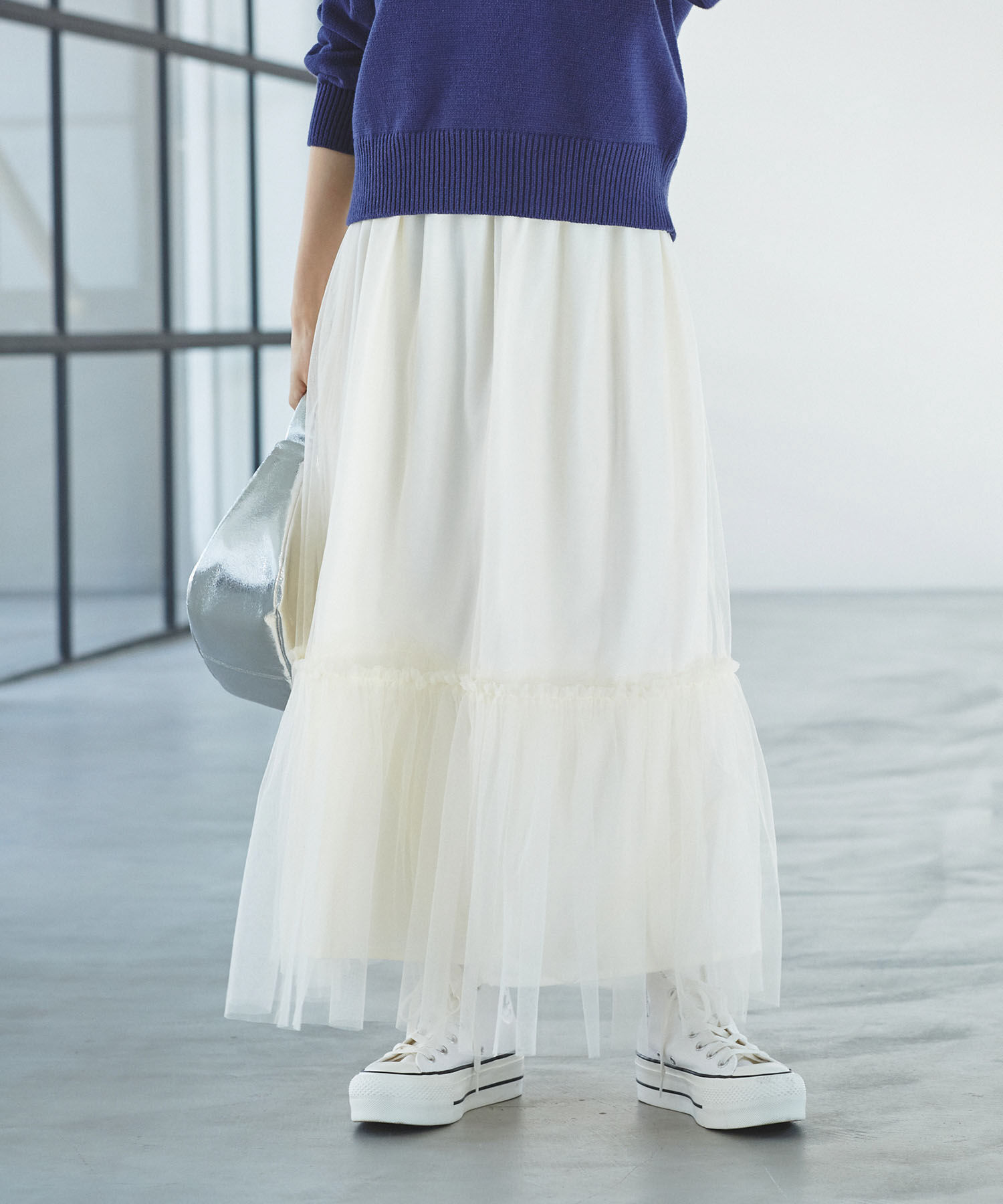 VIS「ニュアンス柄チュールスカート」|スカート|