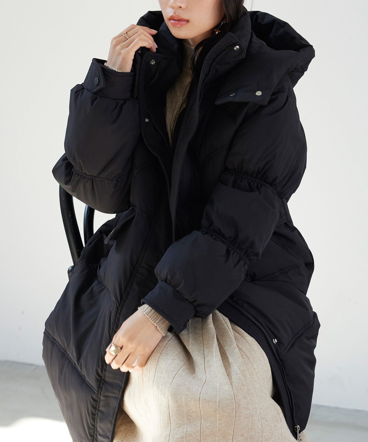 VIS「ダウンライク中綿フーテッドコート【WEB・アウトレット限定】」|ダウン|ブラック(01)