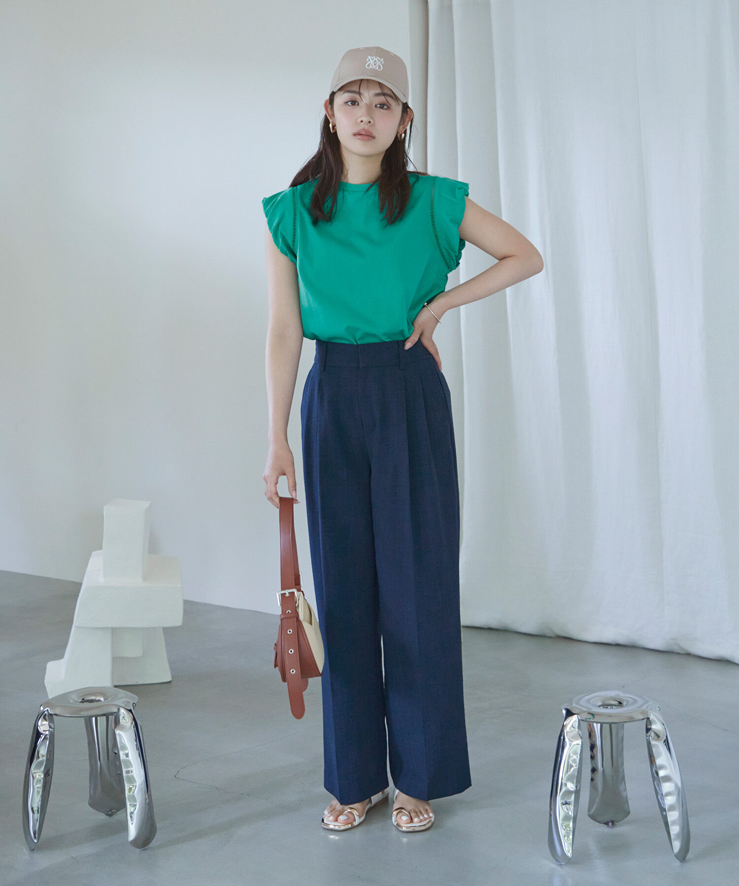 VIS「【洗える】シルケットポイントレースカットソー」|Tシャツ・カットソー|