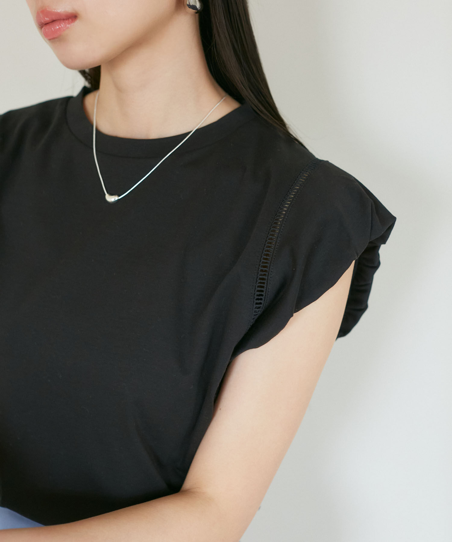 VIS「【洗える】シルケットポイントレースカットソー」|Tシャツ・カットソー|