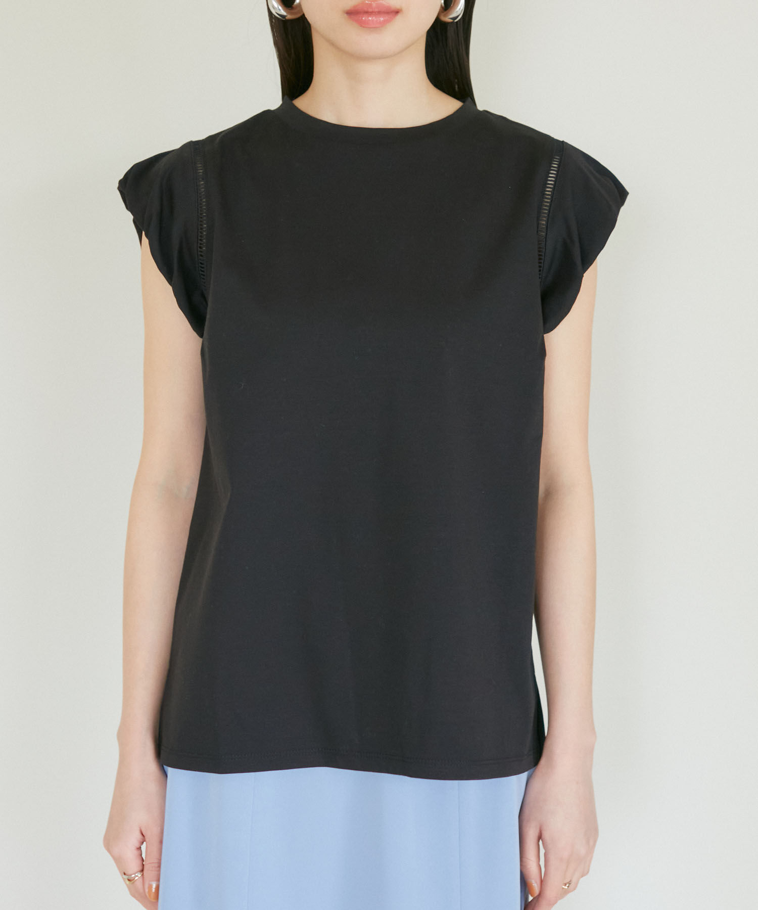 VIS「【洗える】シルケットポイントレースカットソー」|Tシャツ・カットソー|