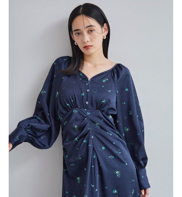 VIS「オリジナル花柄クリンクル加工ワンピース」|ワンピース|