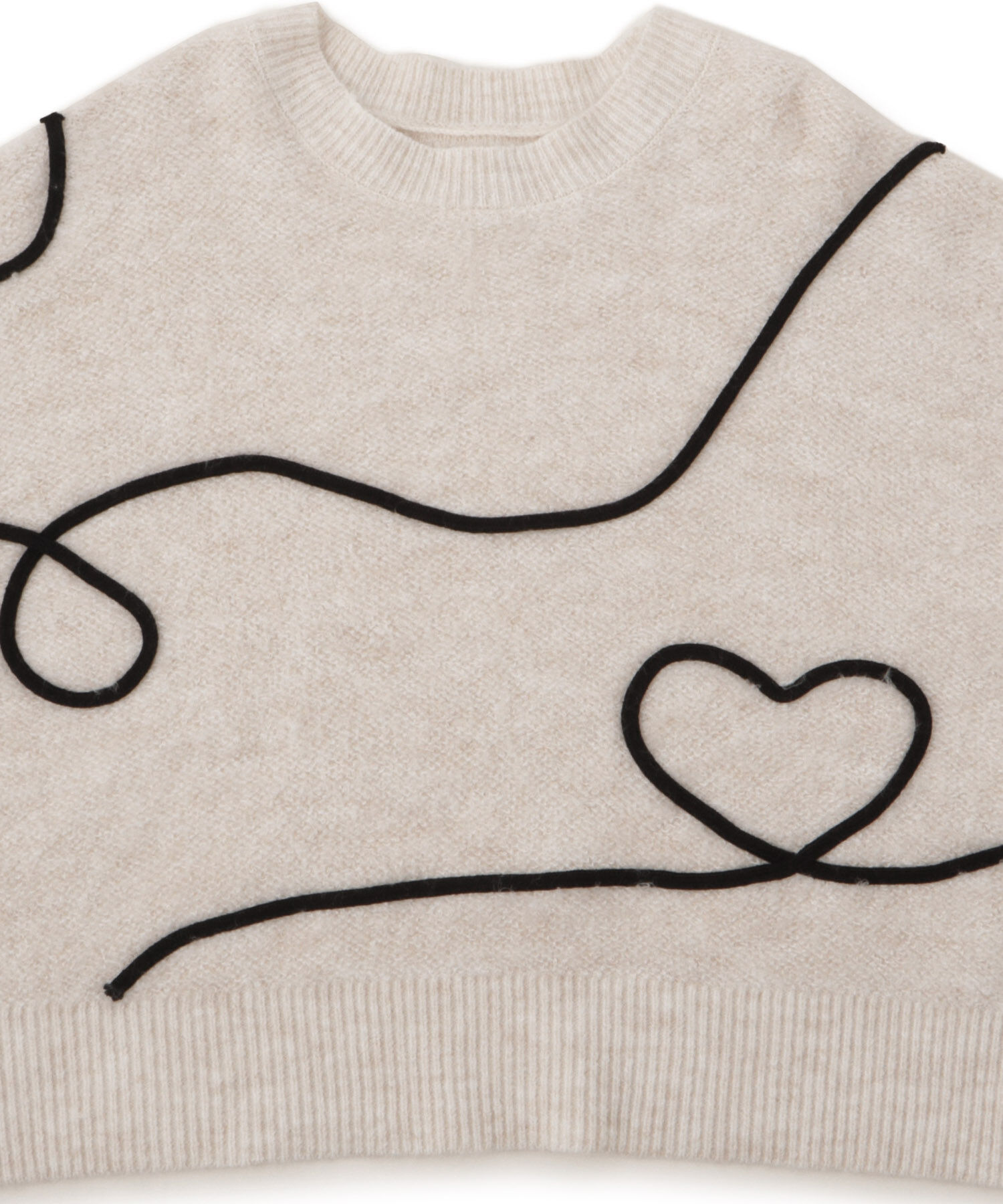 VIS「【洗える】ハート＆リボンコード刺繍ニットプルオーバー」|ニット・セーター|
