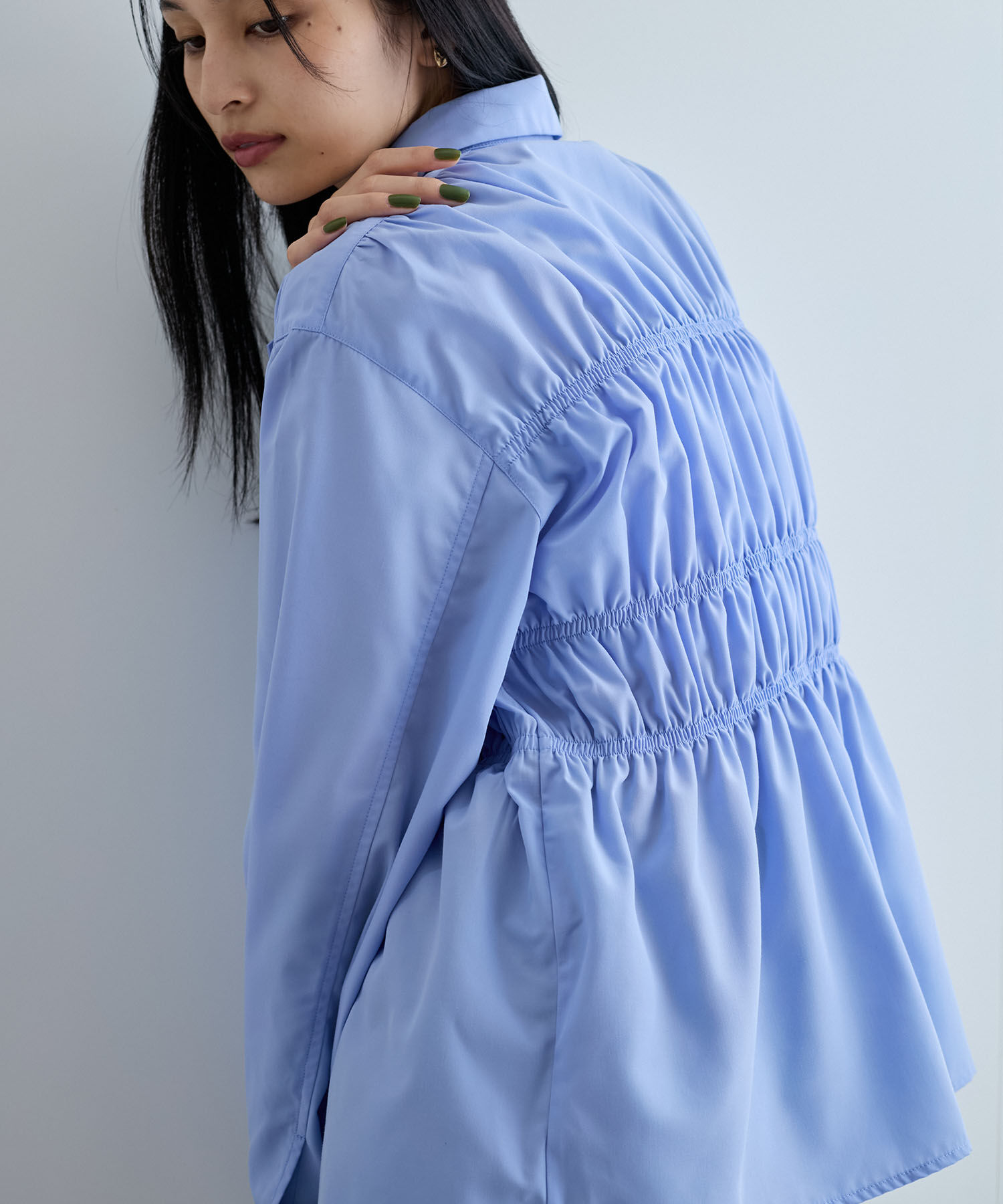 VIS「【洗える】シャーリングデザインシャツ」|シャツ・ブラウス|