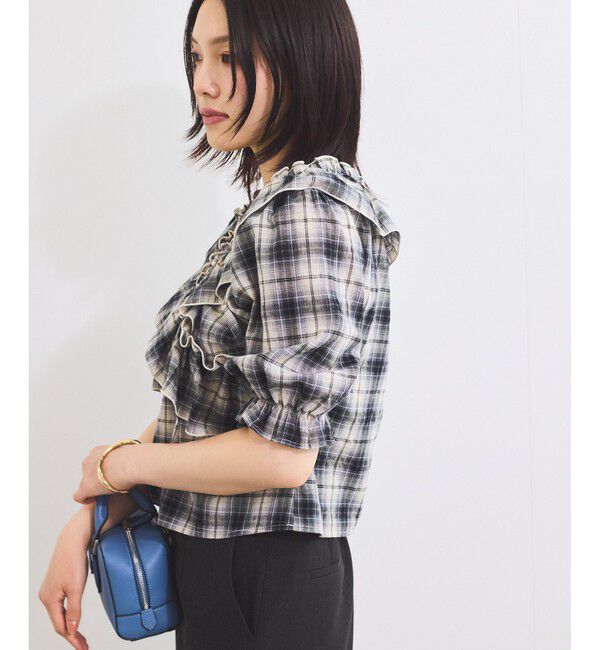VIS「【2WAY】フリルチェックブラウス」|シャツ・ブラウス|
