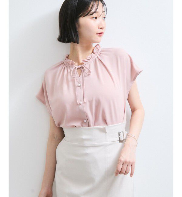 VIS「【WEB限定】ドットフリルネックブラウス/通勤対応」|シャツ・ブラウス|