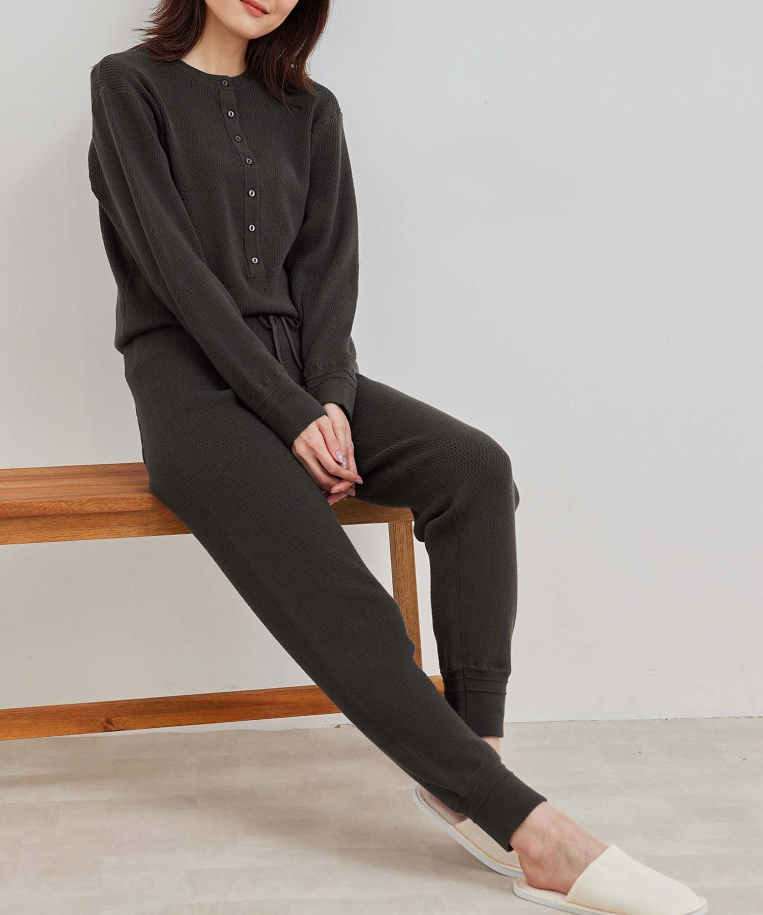 Rope&rsquo;Picnic「ソフトリッチオーガニックコットンオールインワン」|オールインワン|チャコール(06)