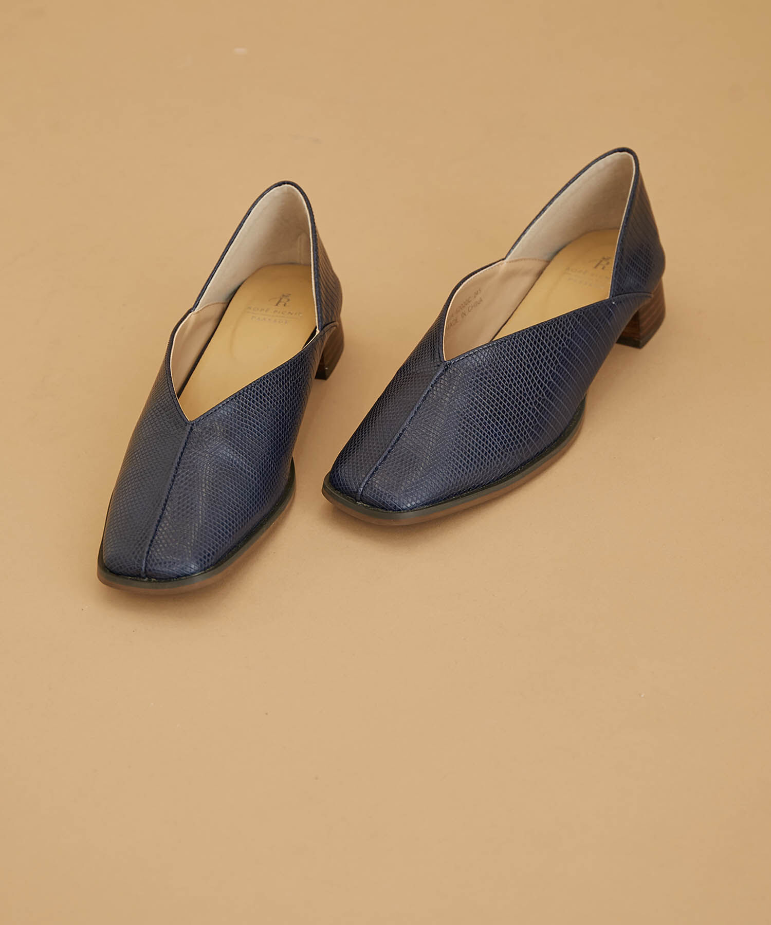 ROPE PICNIC PASSAGE「スクエアトゥセンターシーム甲深バブーシュ」|パンプス|ネイビー(40)