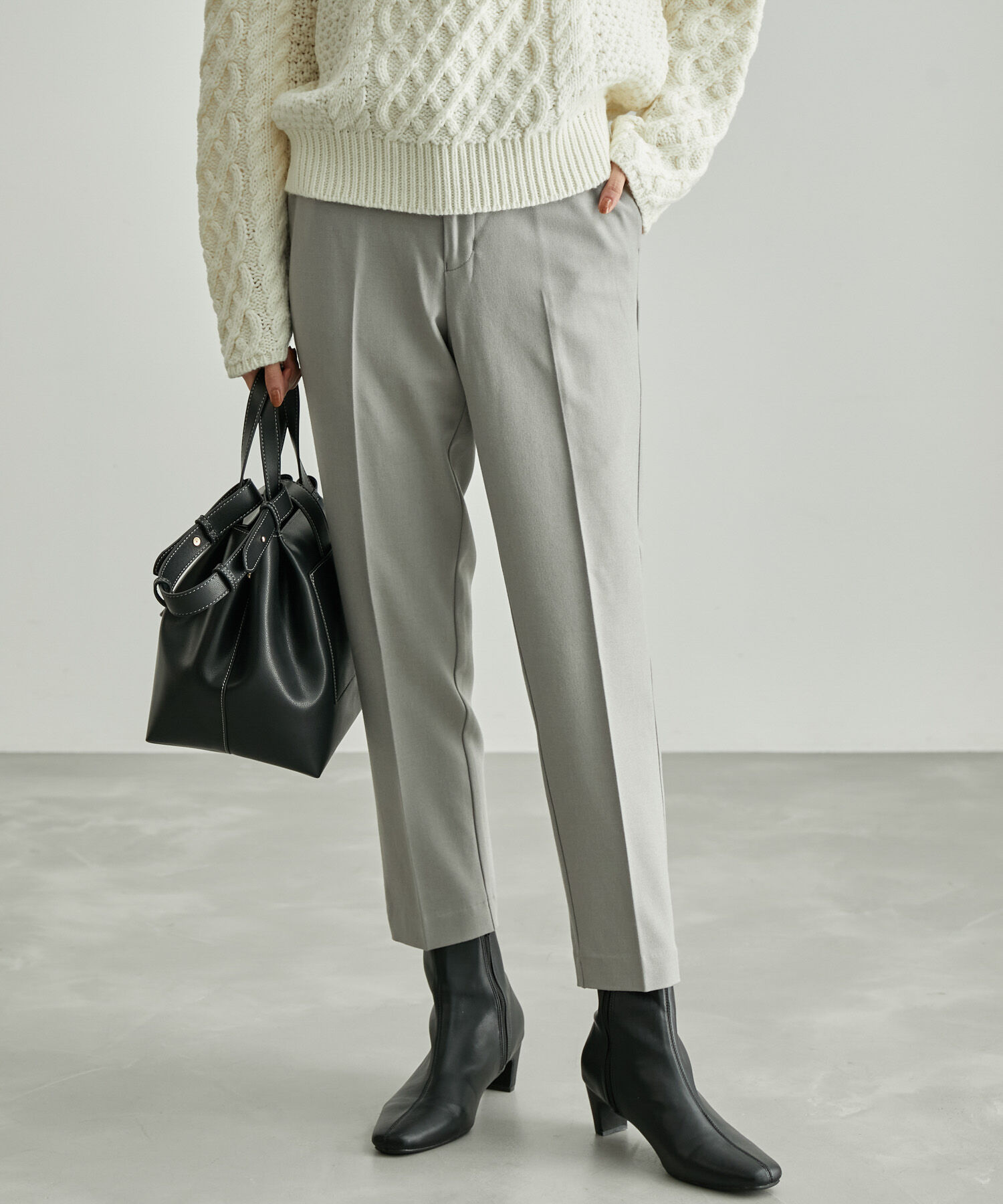 Rope&rsquo;Picnic「らくぽか/中空糸テーパードパンツ」|その他|ライトグレー(08)